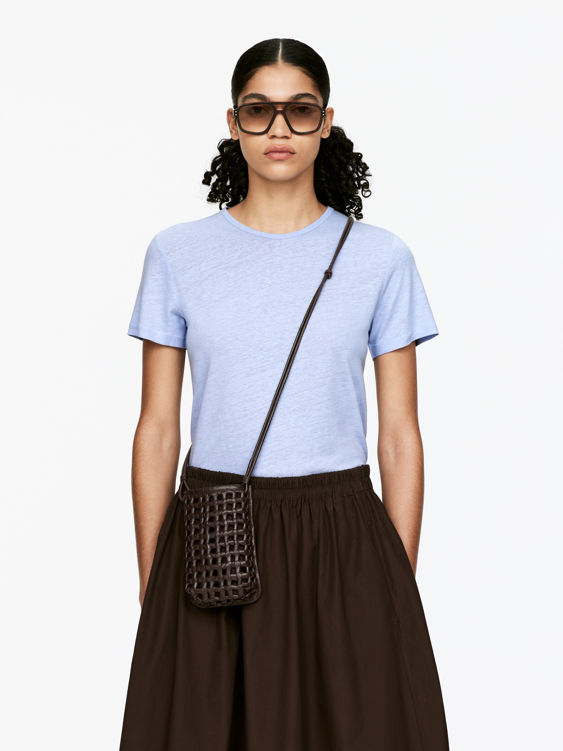 Vezi imaginea mai mare: Tricou din amestec de in - Albastru deschis - FEMEI | H&M RO 1