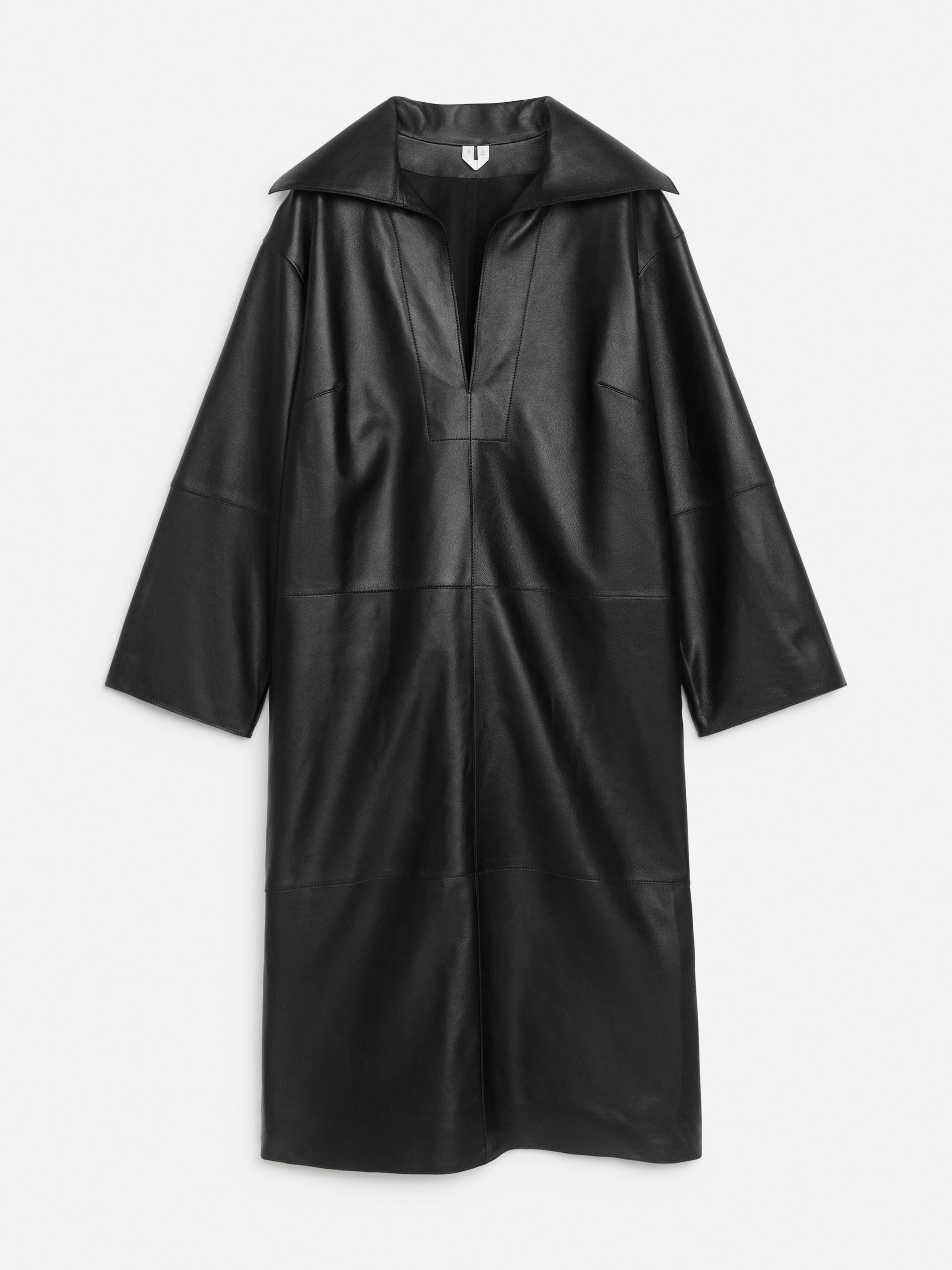 Robe en cuir à col ouvert - Noir - Regular fit - Femme - StillMedia/DescriptiveStillLife - 3