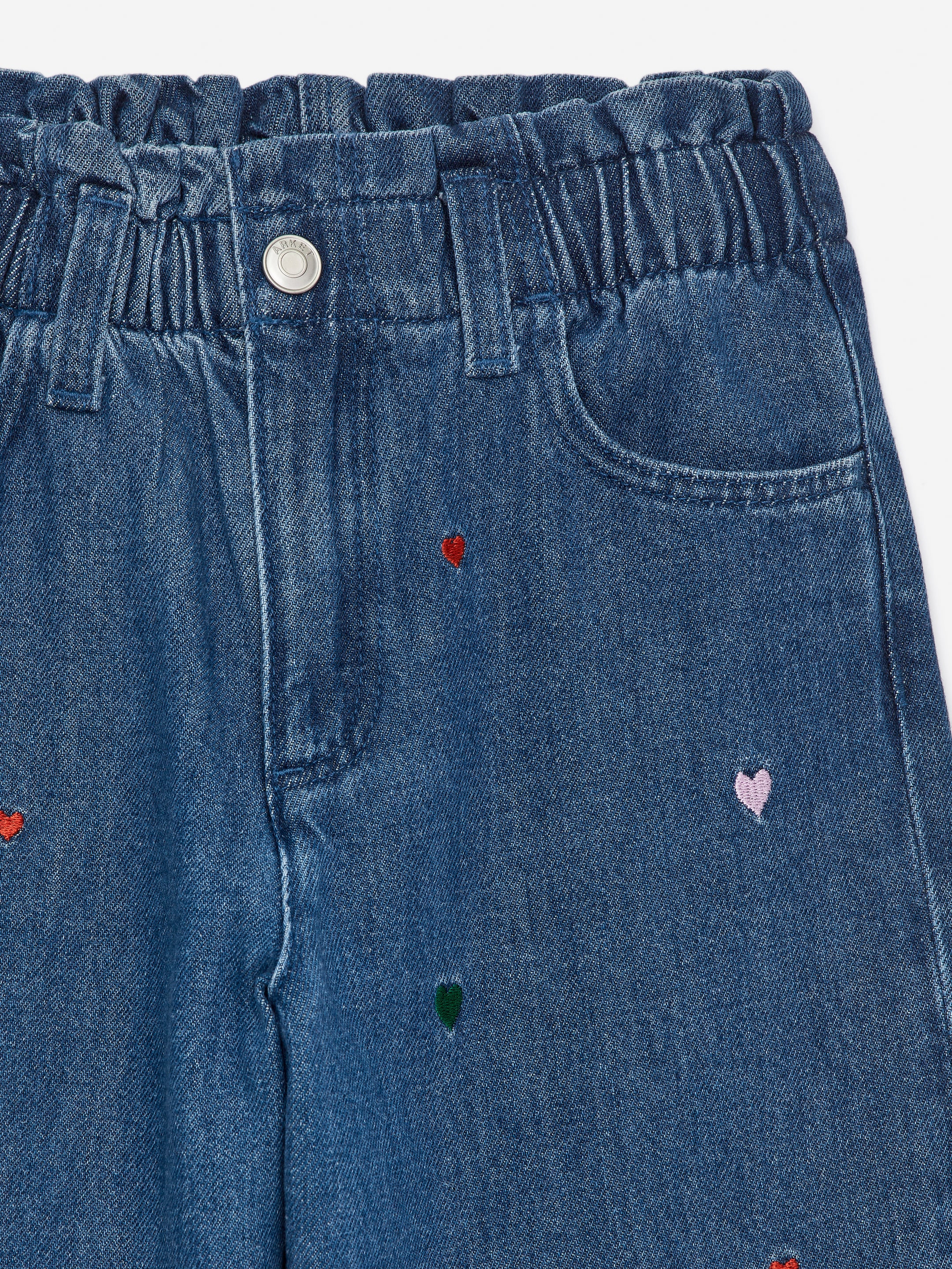 Jeans con vita paperbag e ricami - Blu - Regular fit - Children - StillMedia/DescriptiveDetail - 1