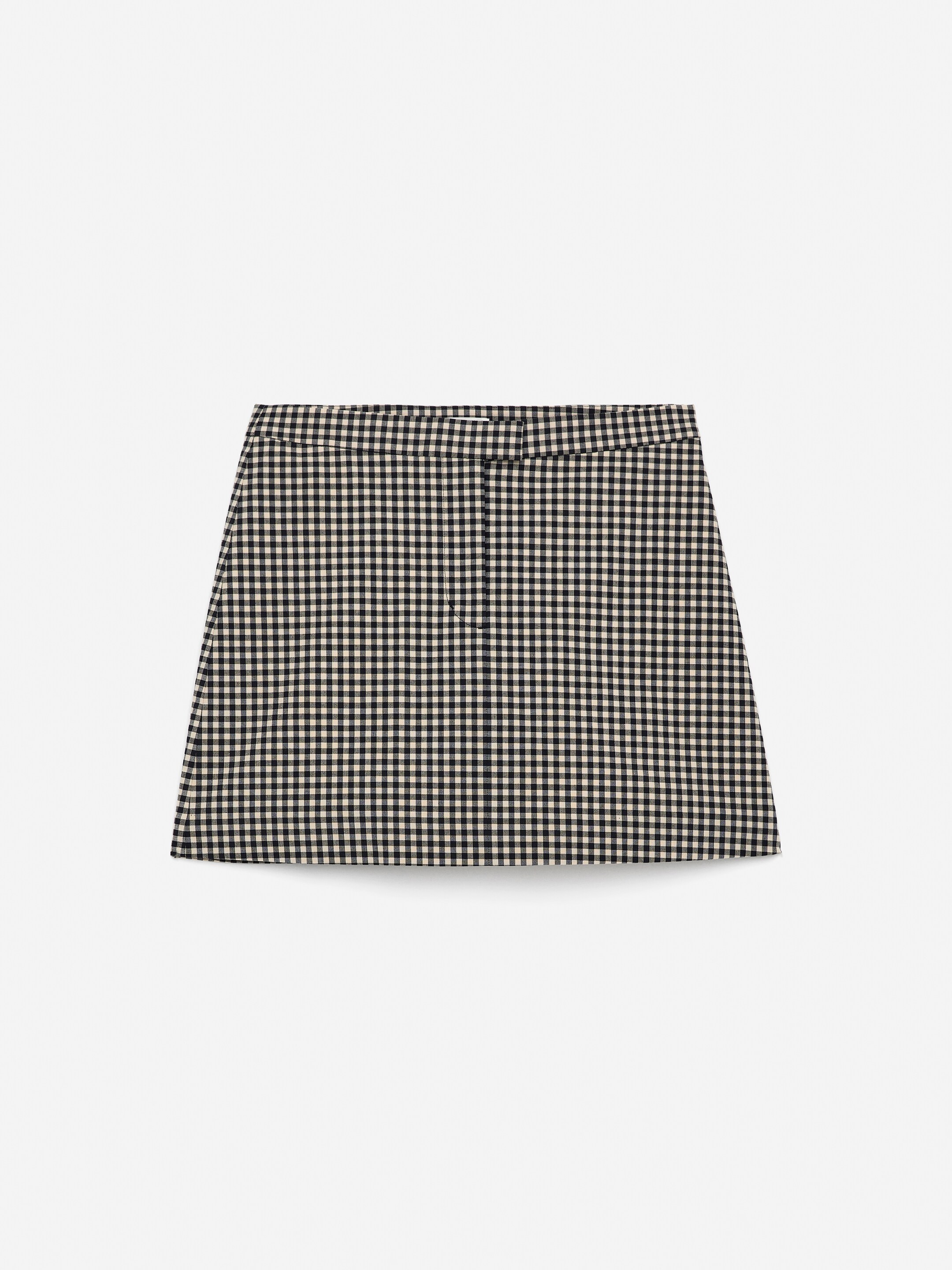 Vezi imaginea mai mare: Fustă mini cu model gingham - Albastru închis/Bej - FEMEI | H&M RO 5
