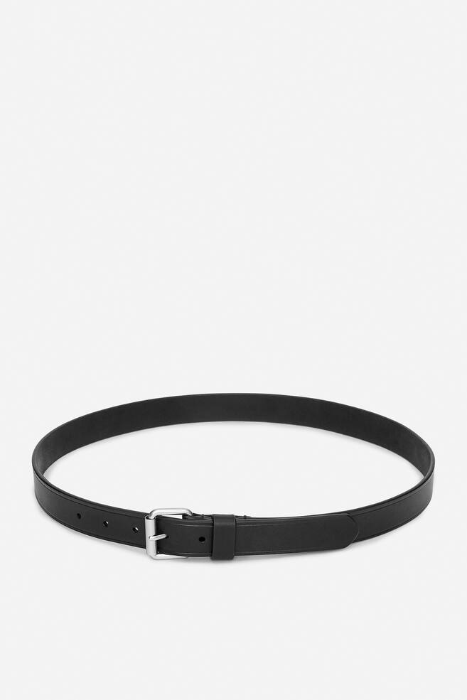 Slim Split Leather Belt - Black - 1