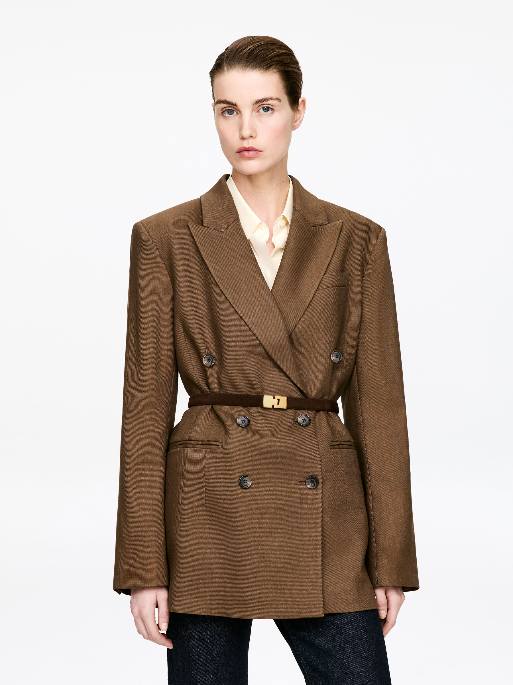 Ceinture en daim avec boucle - Marron foncé - Femme - StillMedia/Lookbook - 3