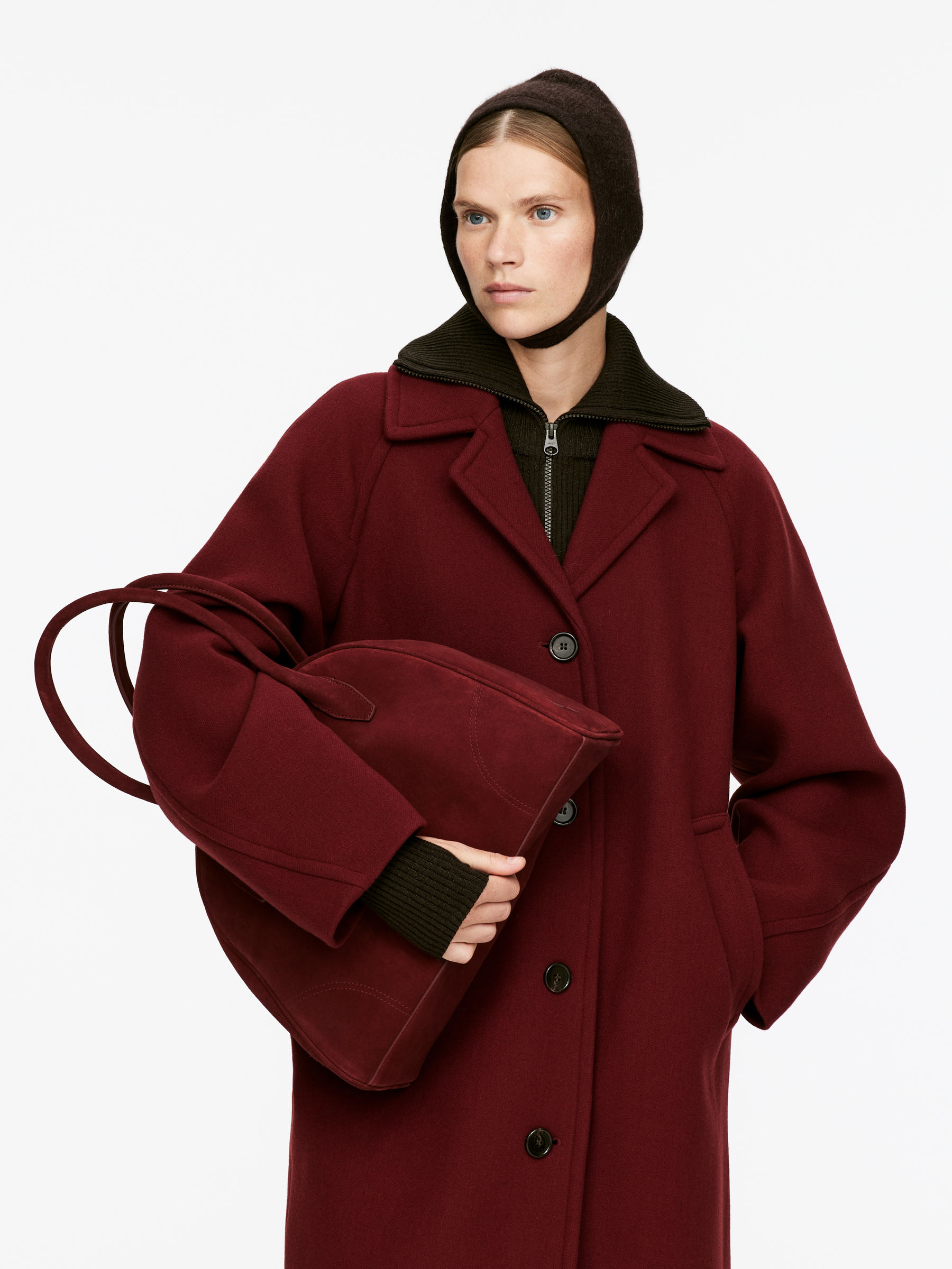 Alpaca-Wool Blend Hood - Dark Brown - Women - StillMedia/Lookbook - 2