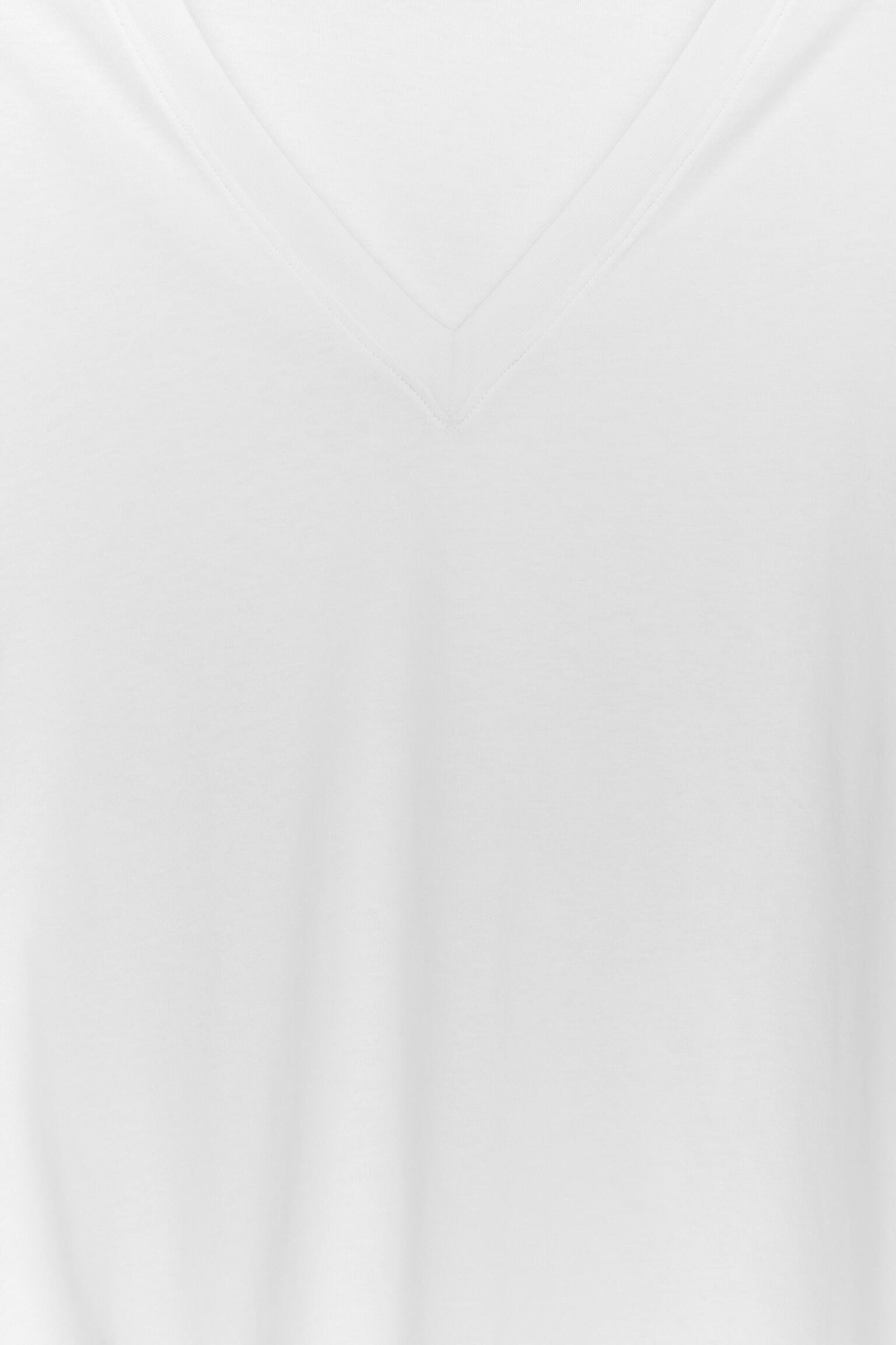 T-shirt met V-hals - Wit/Lichtroze/Zwart - 4