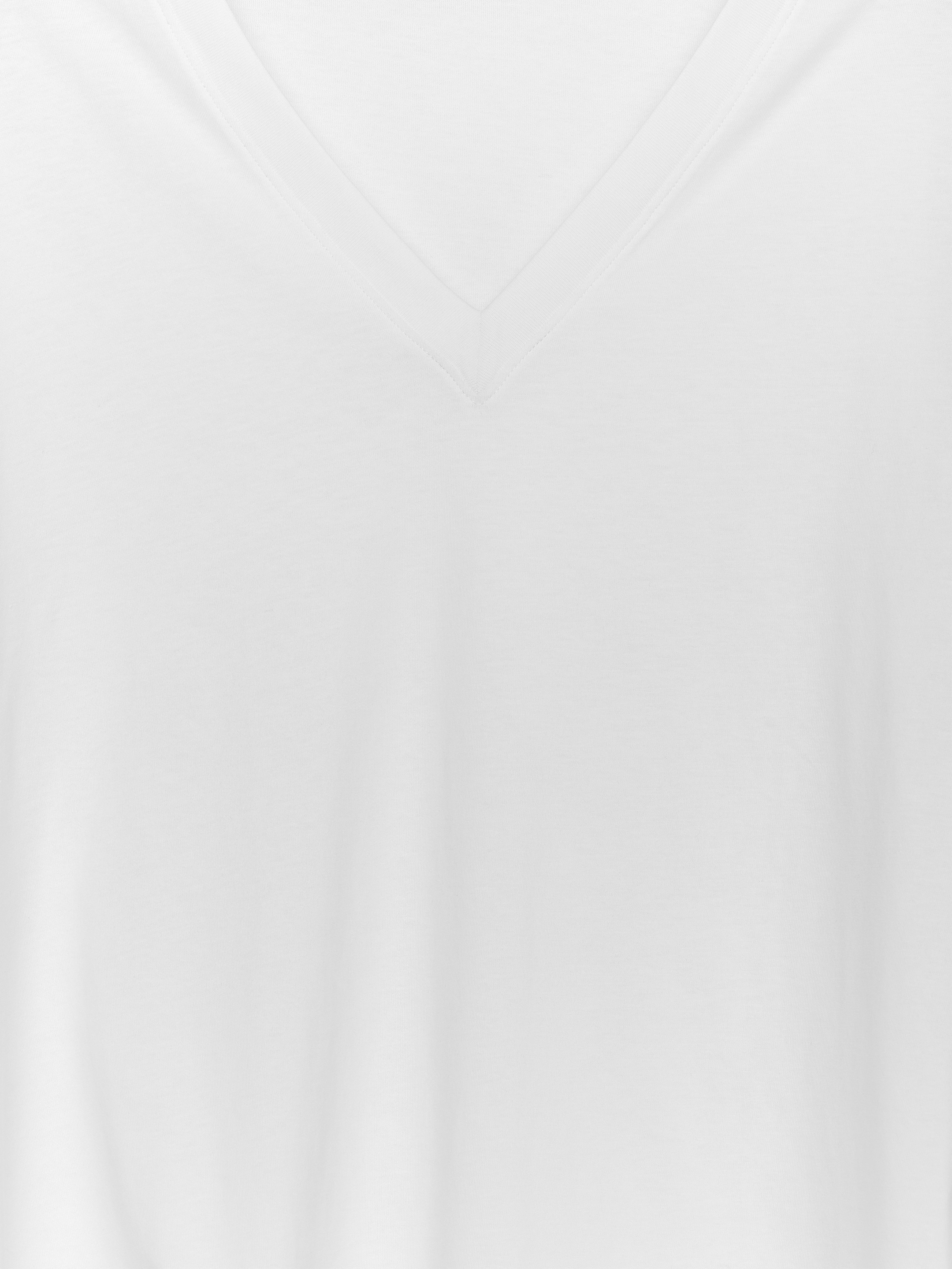 Luźny T-shirt z wycięciem w szpic - Biały - Luźny fason - Women - StillMedia/DescriptiveStillLife - 1