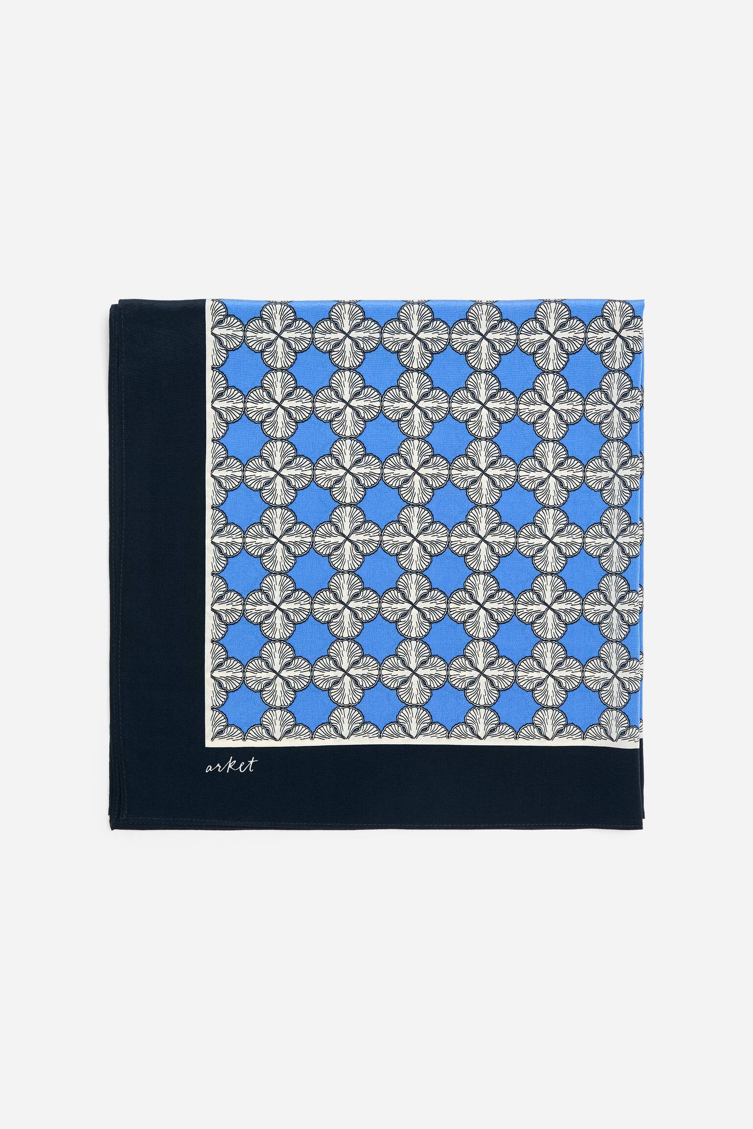 Bedrucktes Seidentuch-Blau/Muscheln - 3