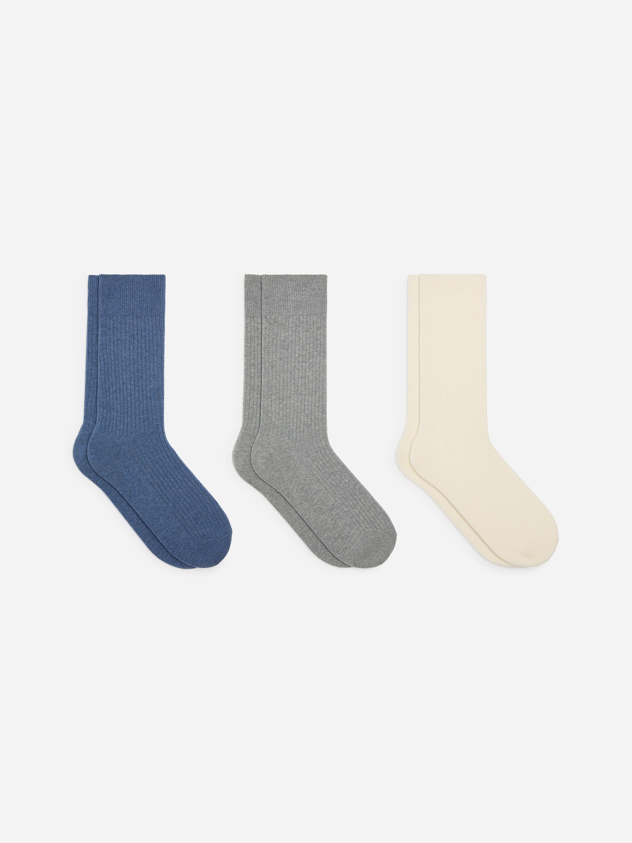 Supima Cotton Rib Socks Set of 3 pairs-Blue-21144