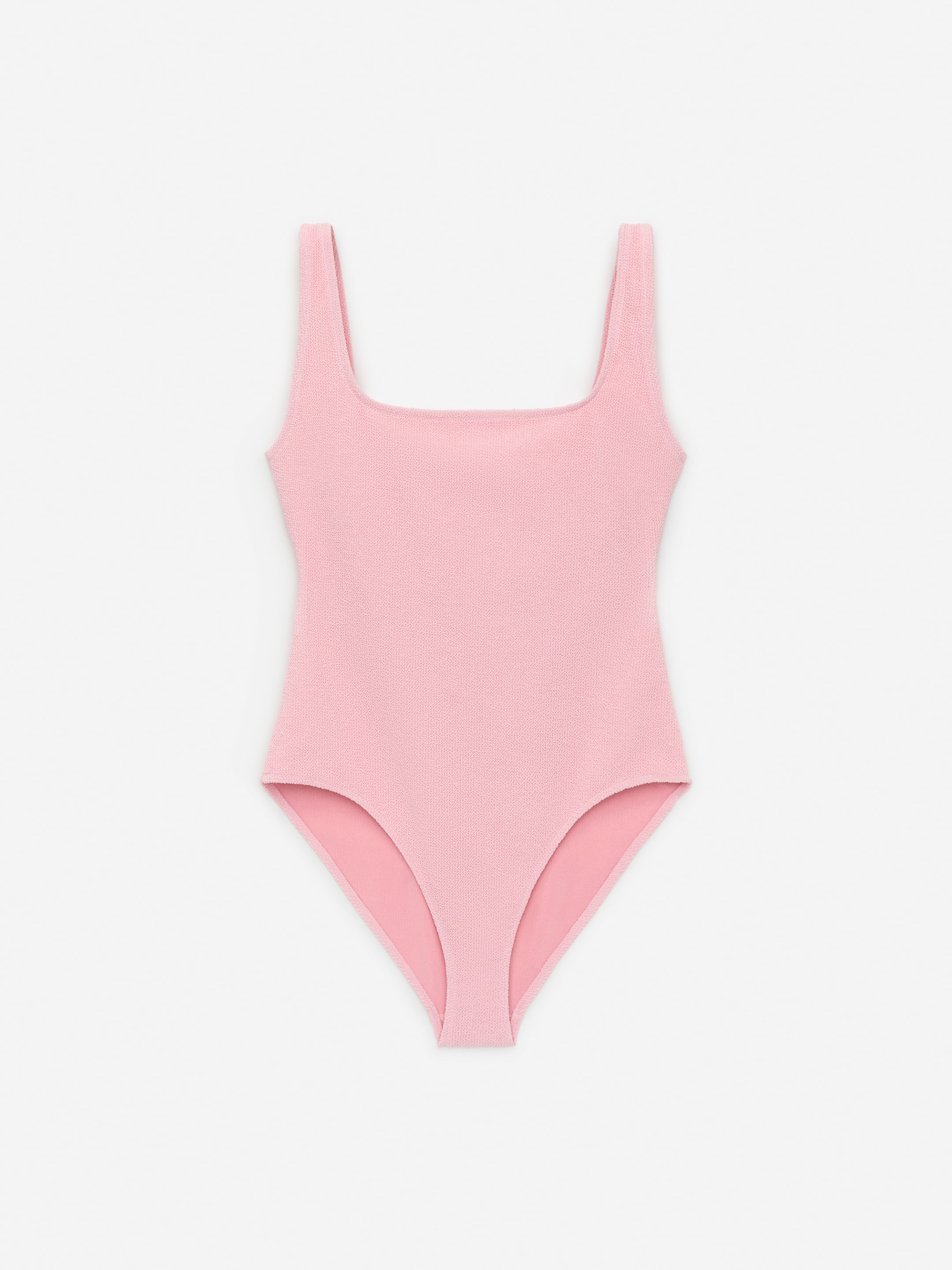 Crinkle Square Neck Swimsuit - Pink - Women - StillMedia/DescriptiveStillLife - 1