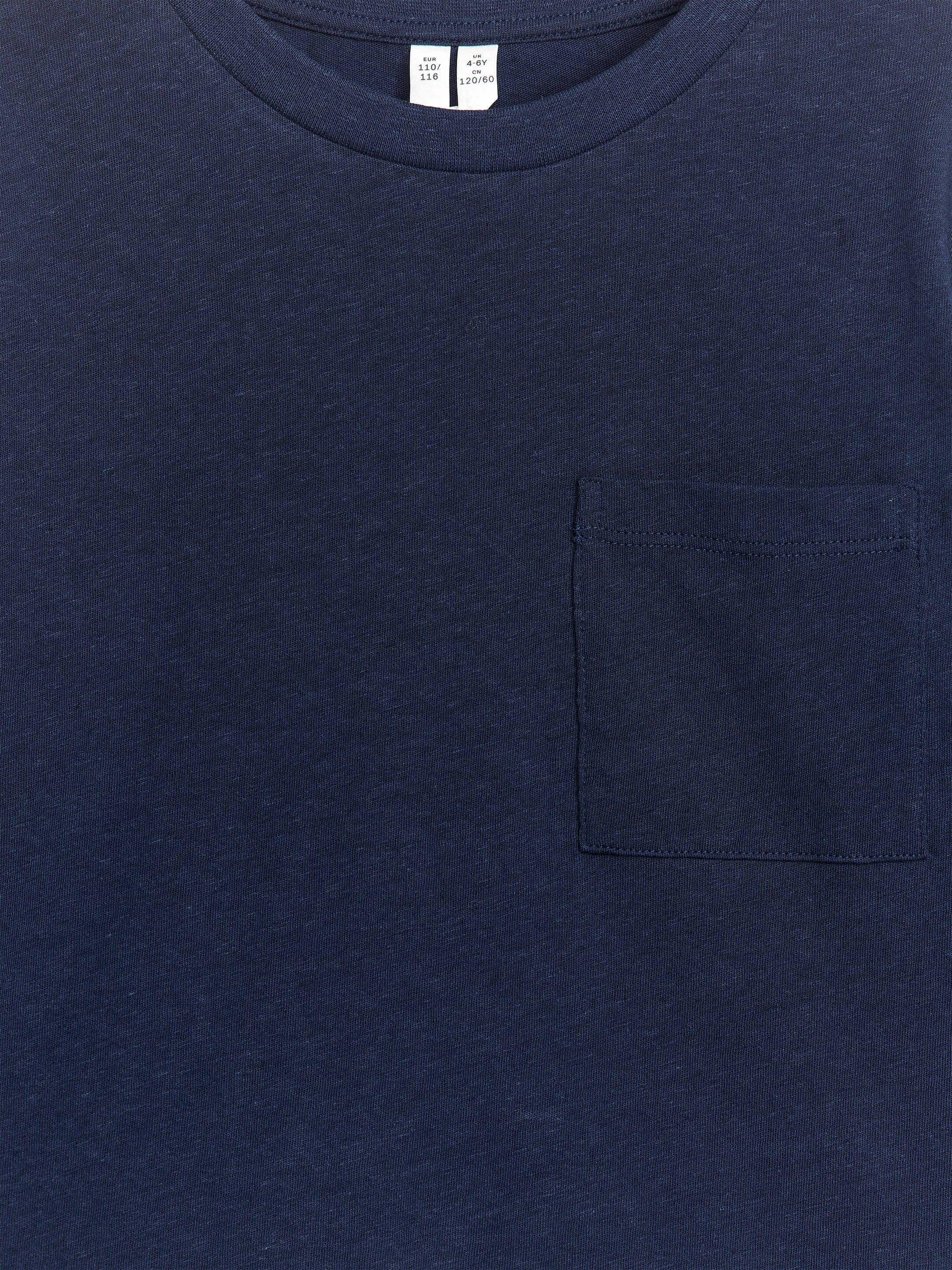 Ingrandisci l'immagine: Linen-Blend Long Sleeve T-Shirt - Dark Blue - BAMBINO | H&M CH 3