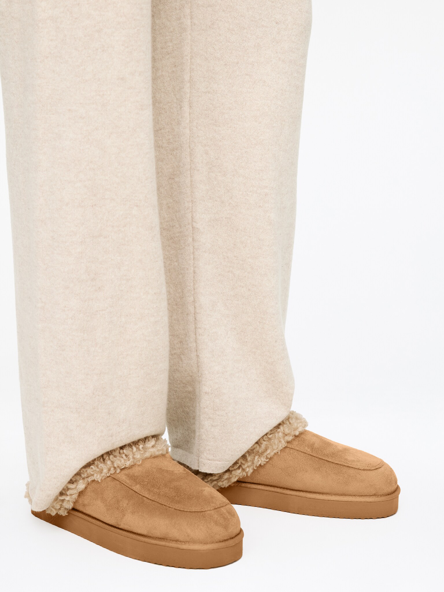 Kunstfell-Hausschuh - Beige - 1