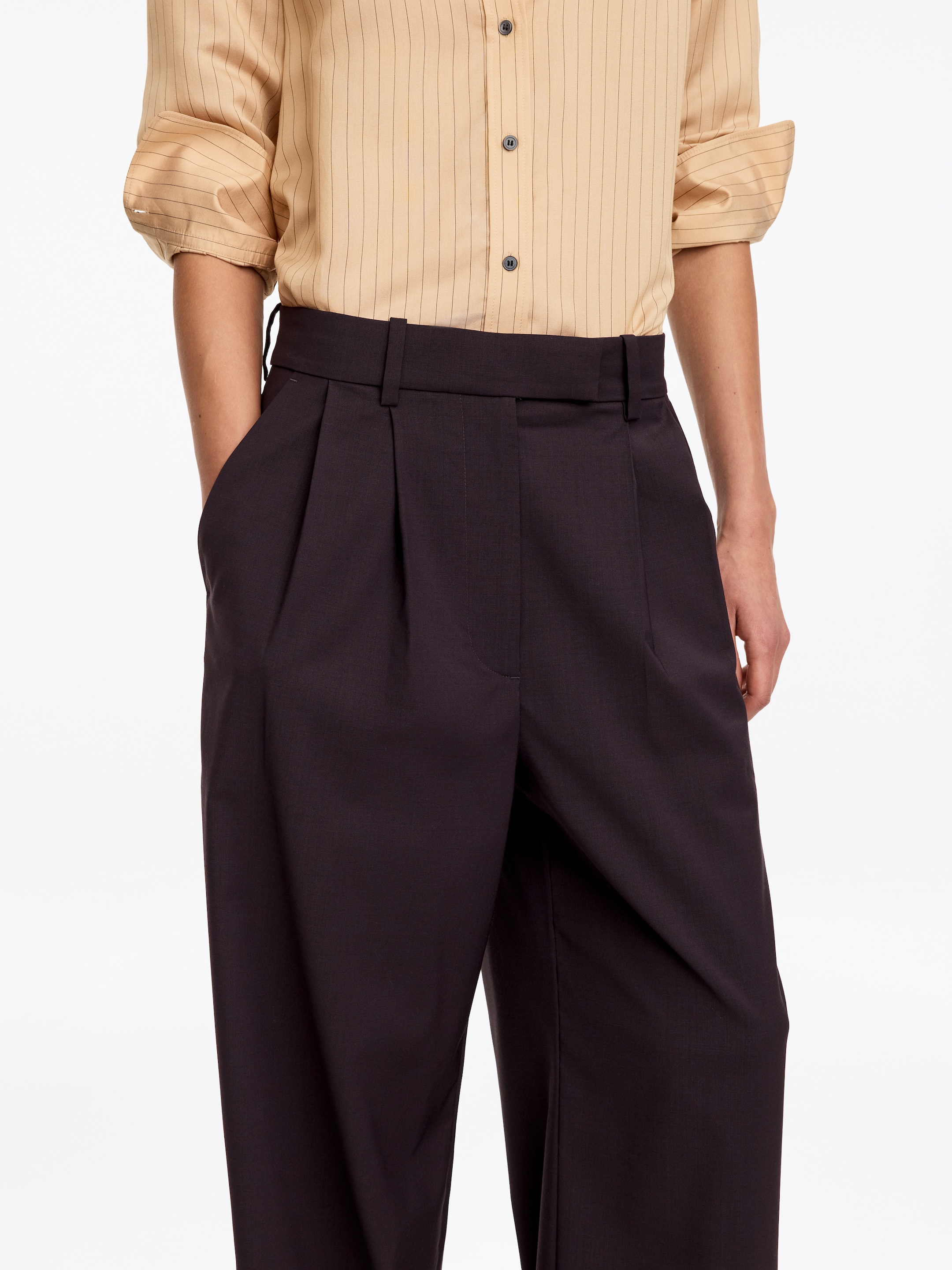 Wide Tailored Trousers - Dark Brown - Loose fit - women - StillMedia/Lookbook - 6