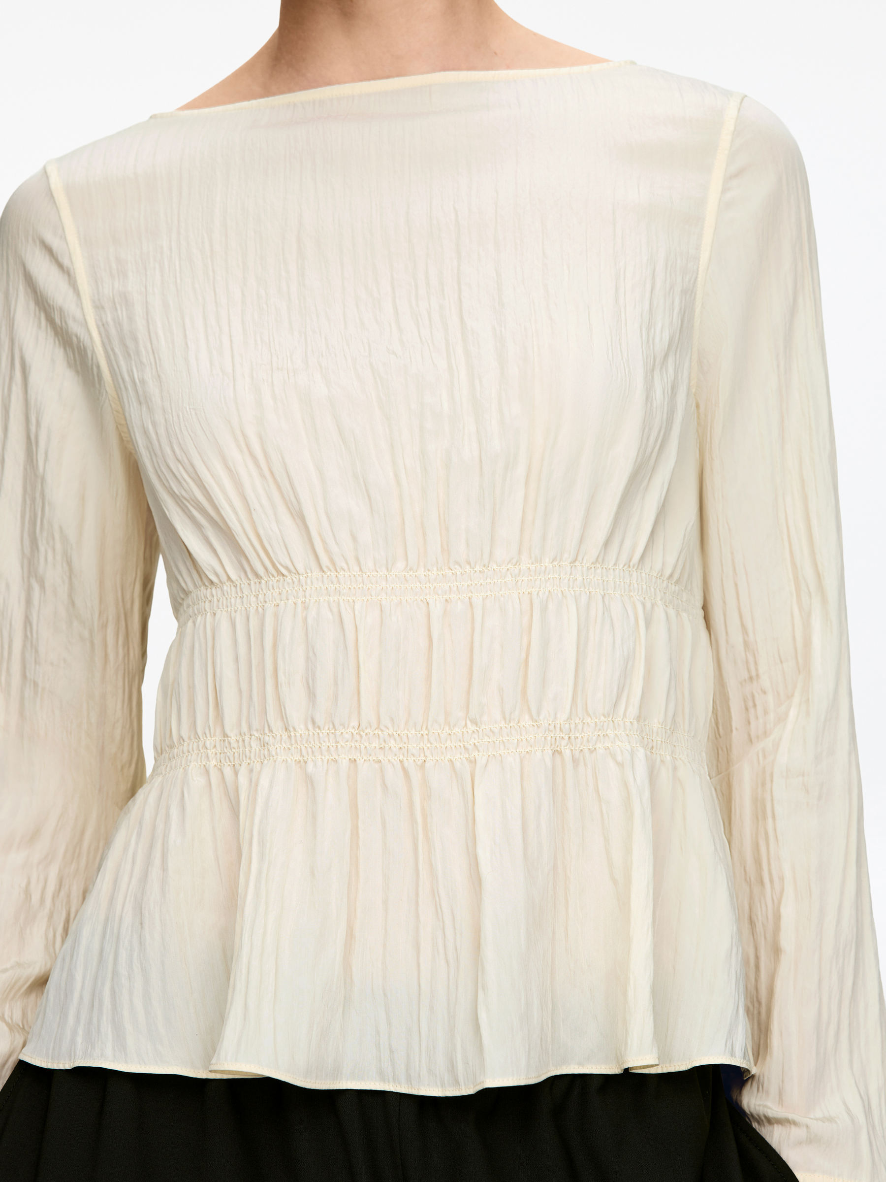 Smock Top - Light Beige - Slim fit - Women - StillMedia/Lookbook - 5