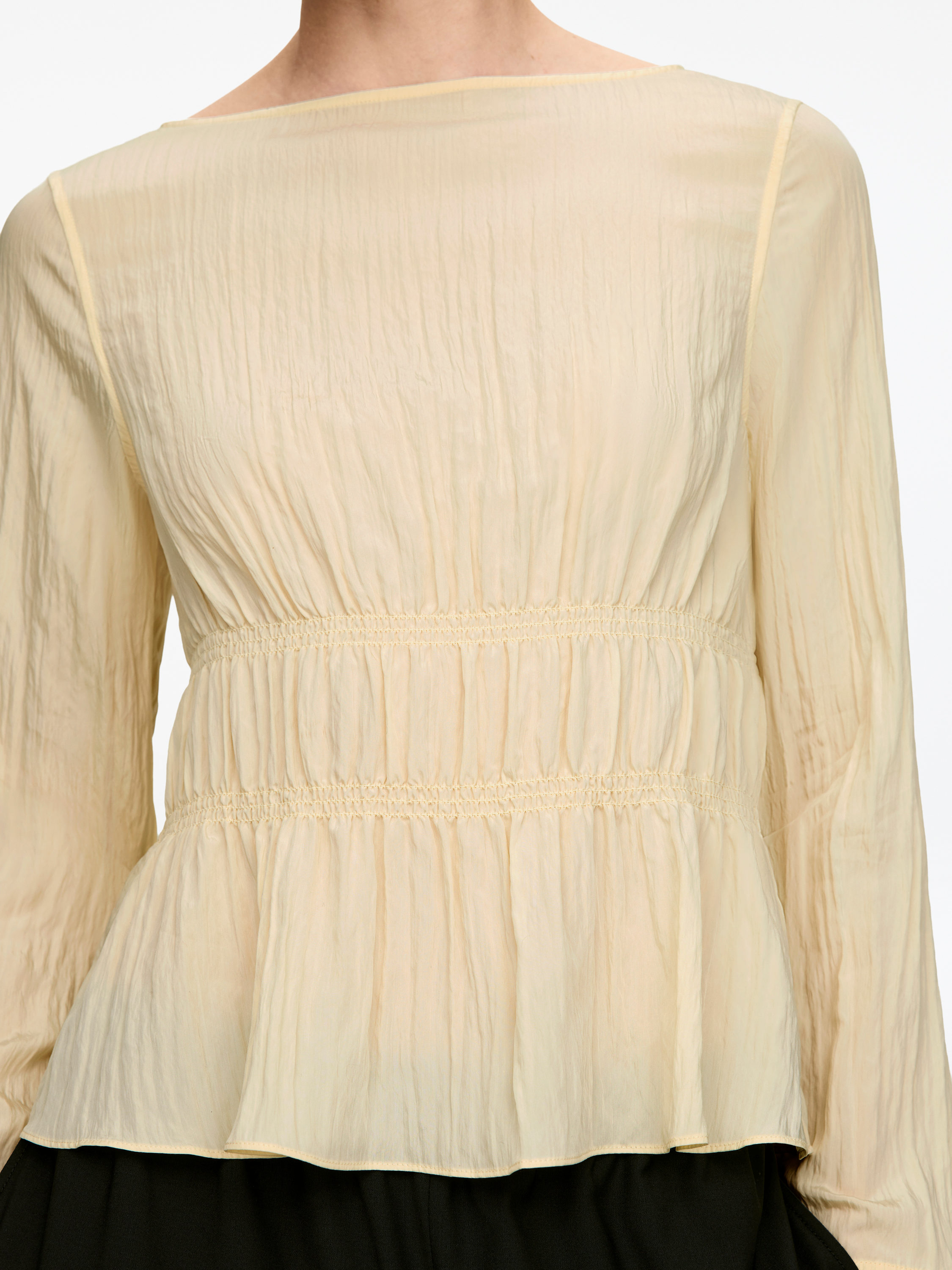 Smock Top - Light Beige - Slim fit - Women - StillMedia/Lookbook - 5