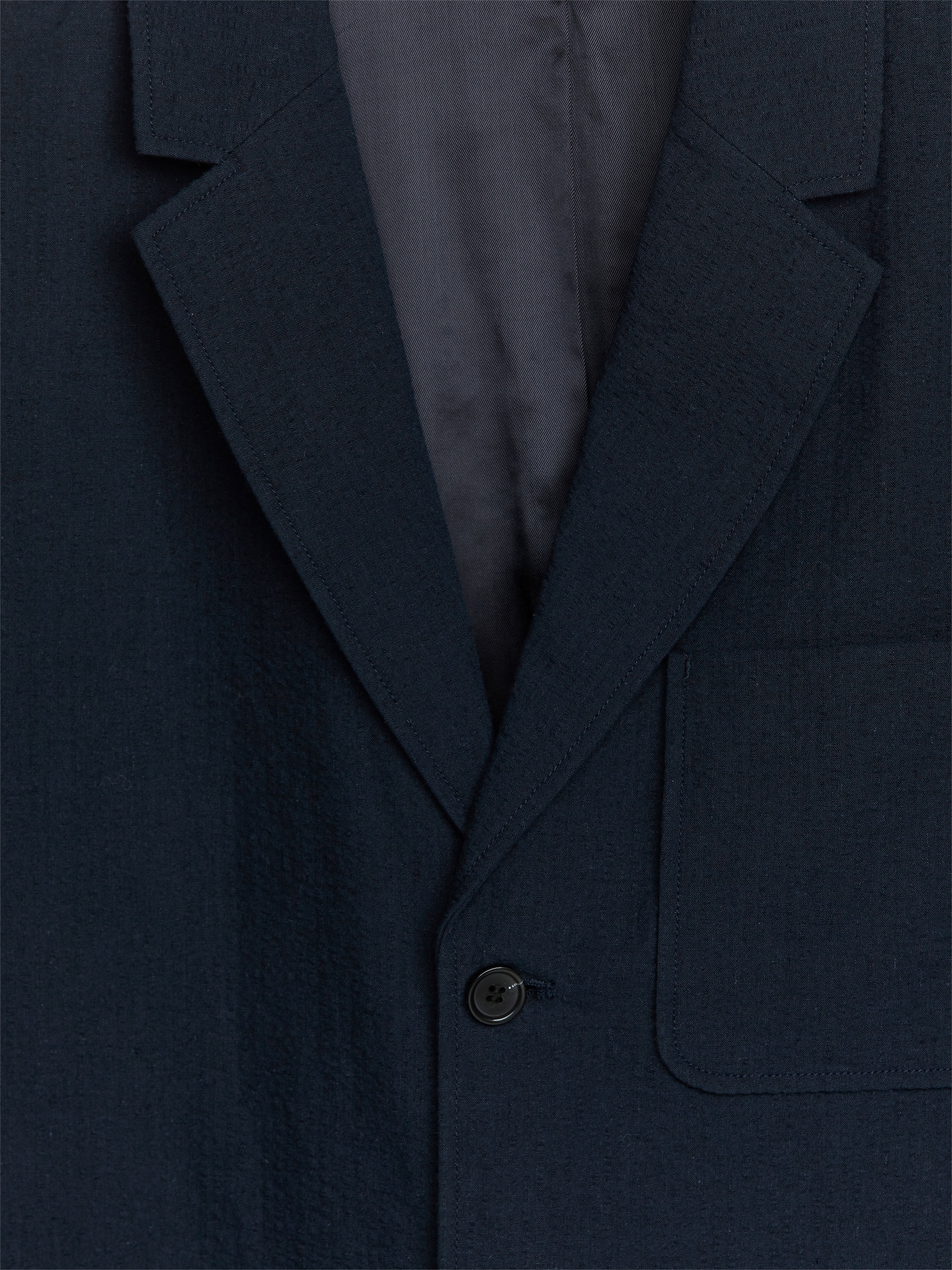 Linen-Cotton Seersucker Blazer - Dark Blue - Regular fit - Men - StillMedia/DescriptiveDetail - 1
