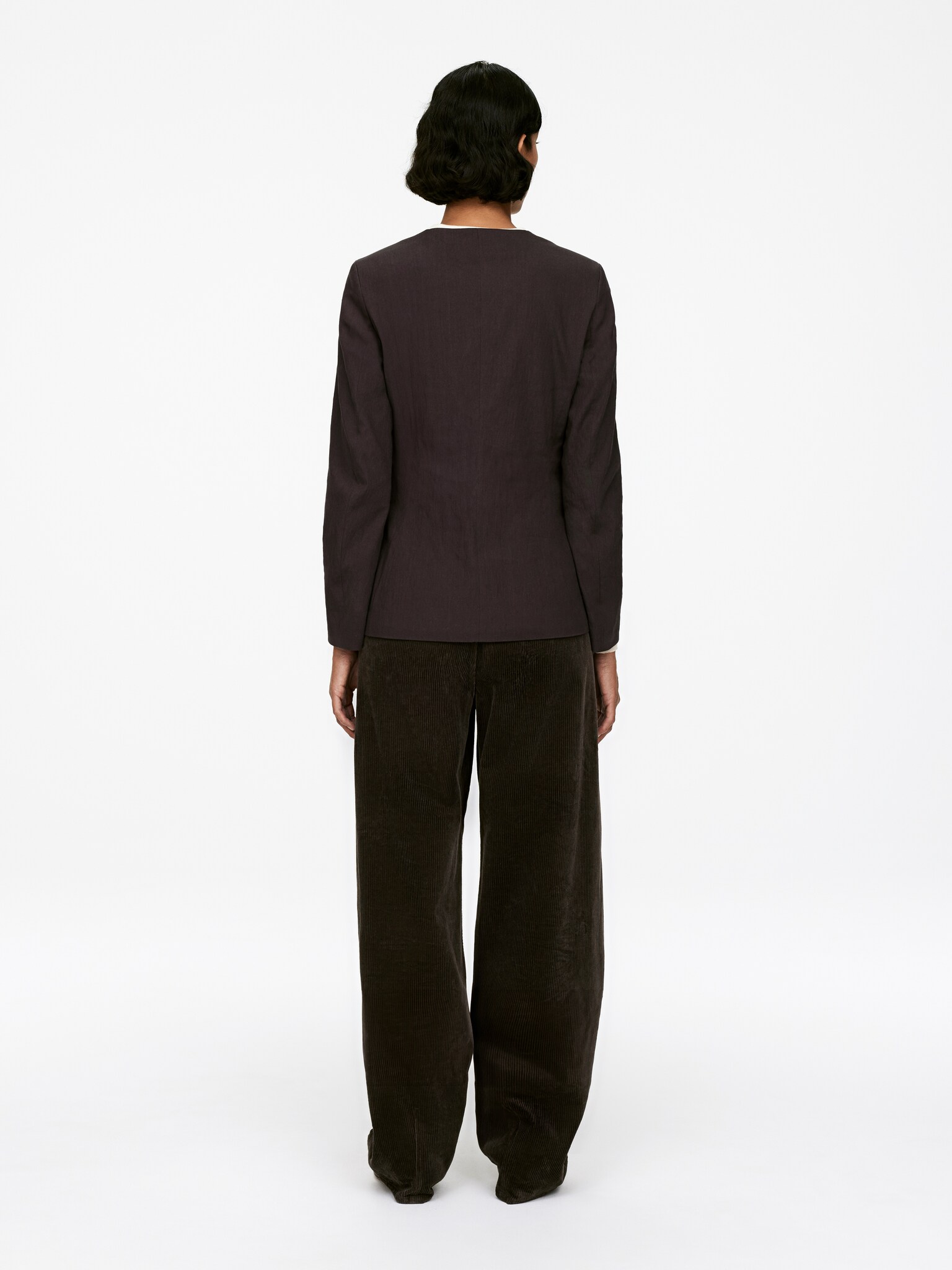 Blazer en lin mélangé - Marron foncé/Noir - 5