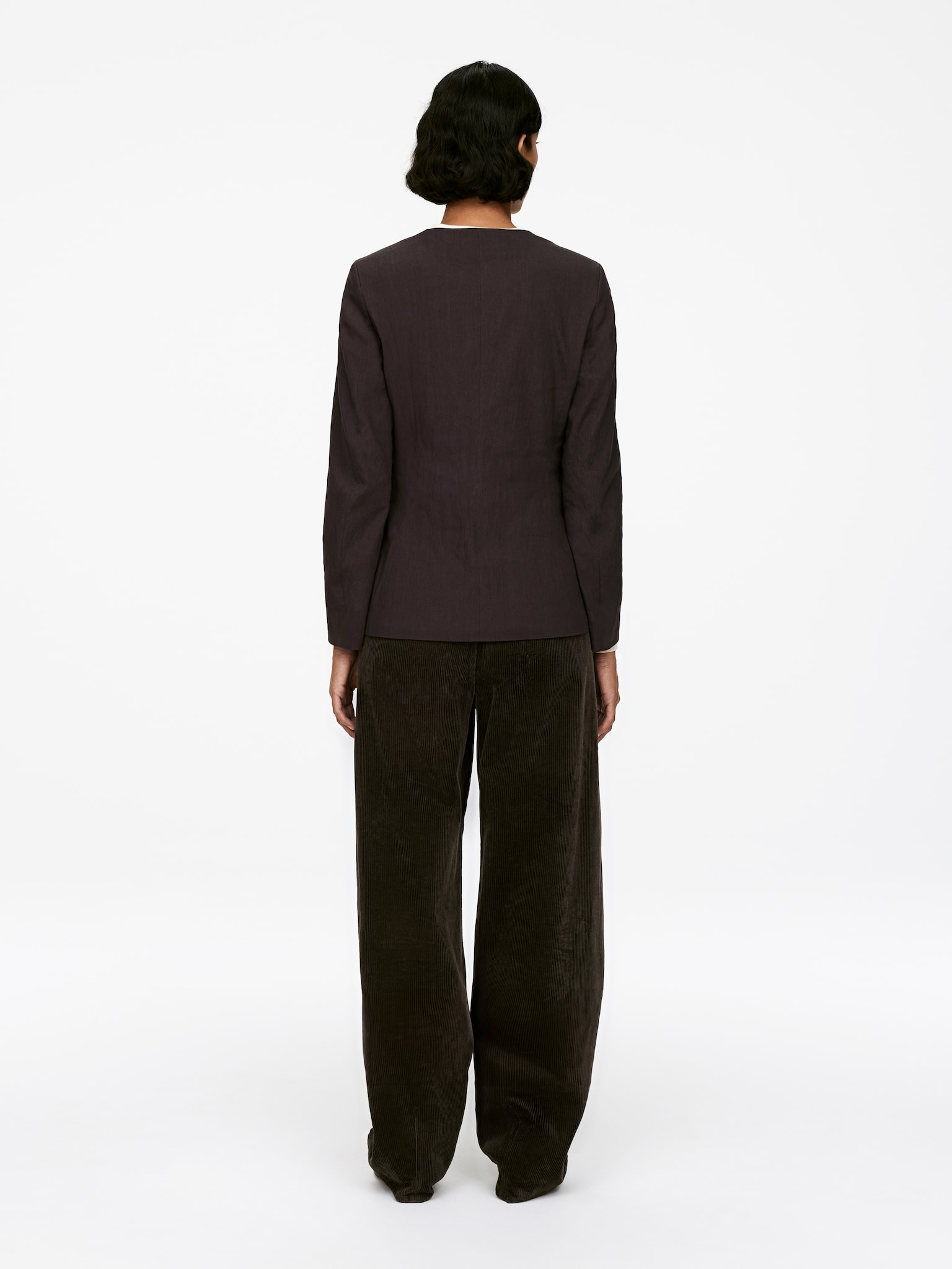 Blazer en lin mélangé - Marron foncé/Noir - 5