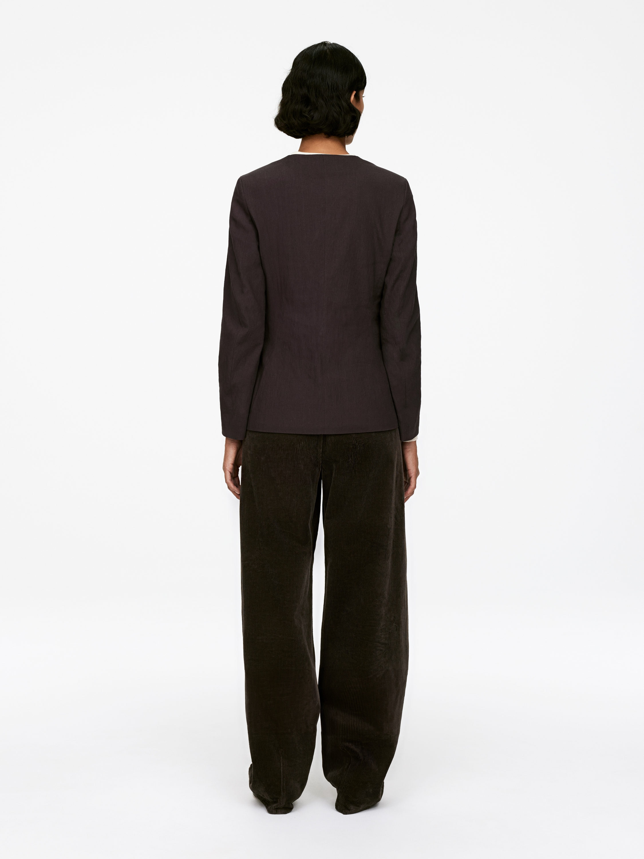 Linen-Blend Blazer - Dark Brown - Slim fit - Women - StillMedia/Lookbook - 3