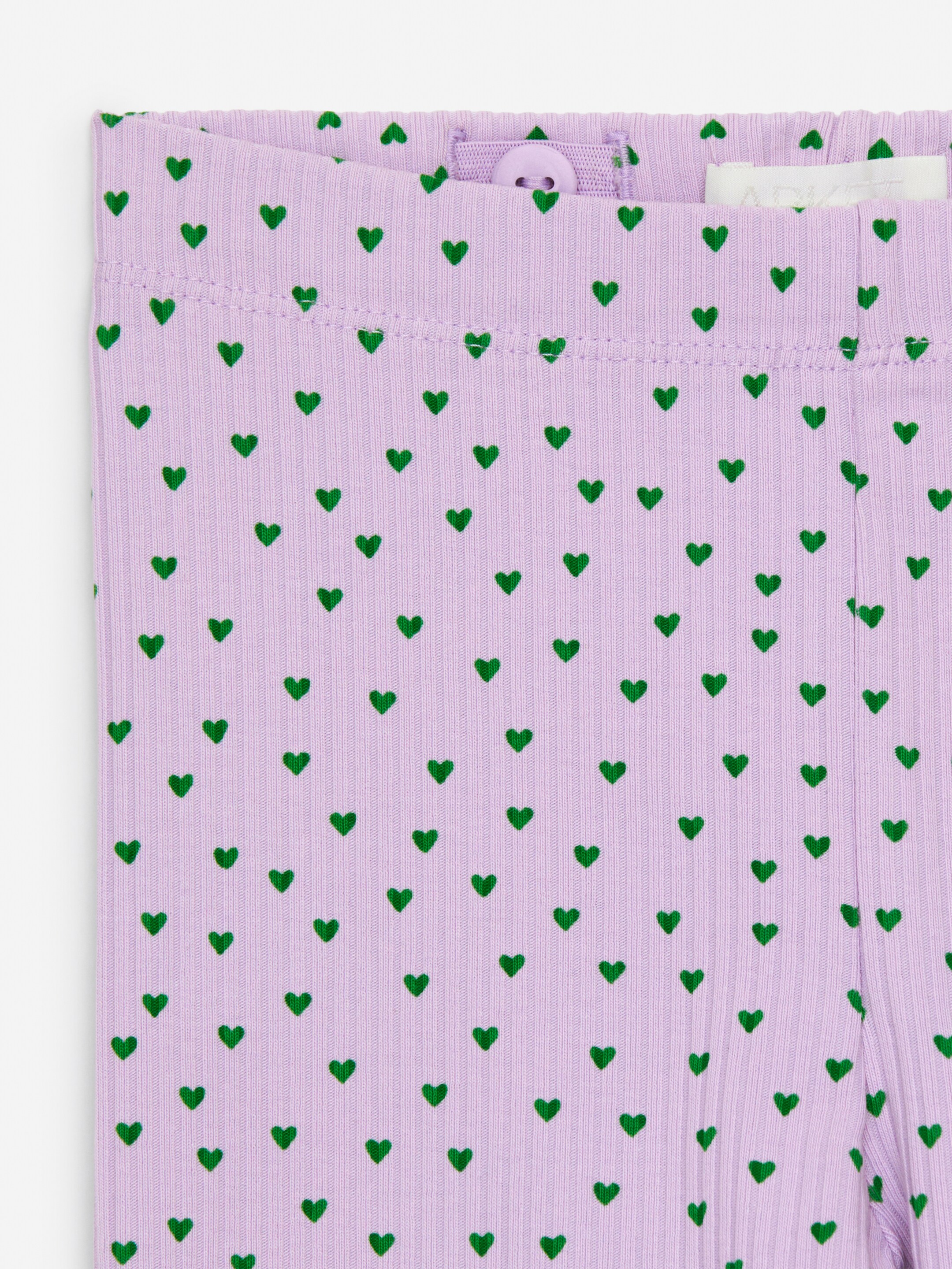 Grotere afbeelding bekijken: Ribbed Leggings - Lilac/Green Hearts - KINDEREN | H&M BE 3