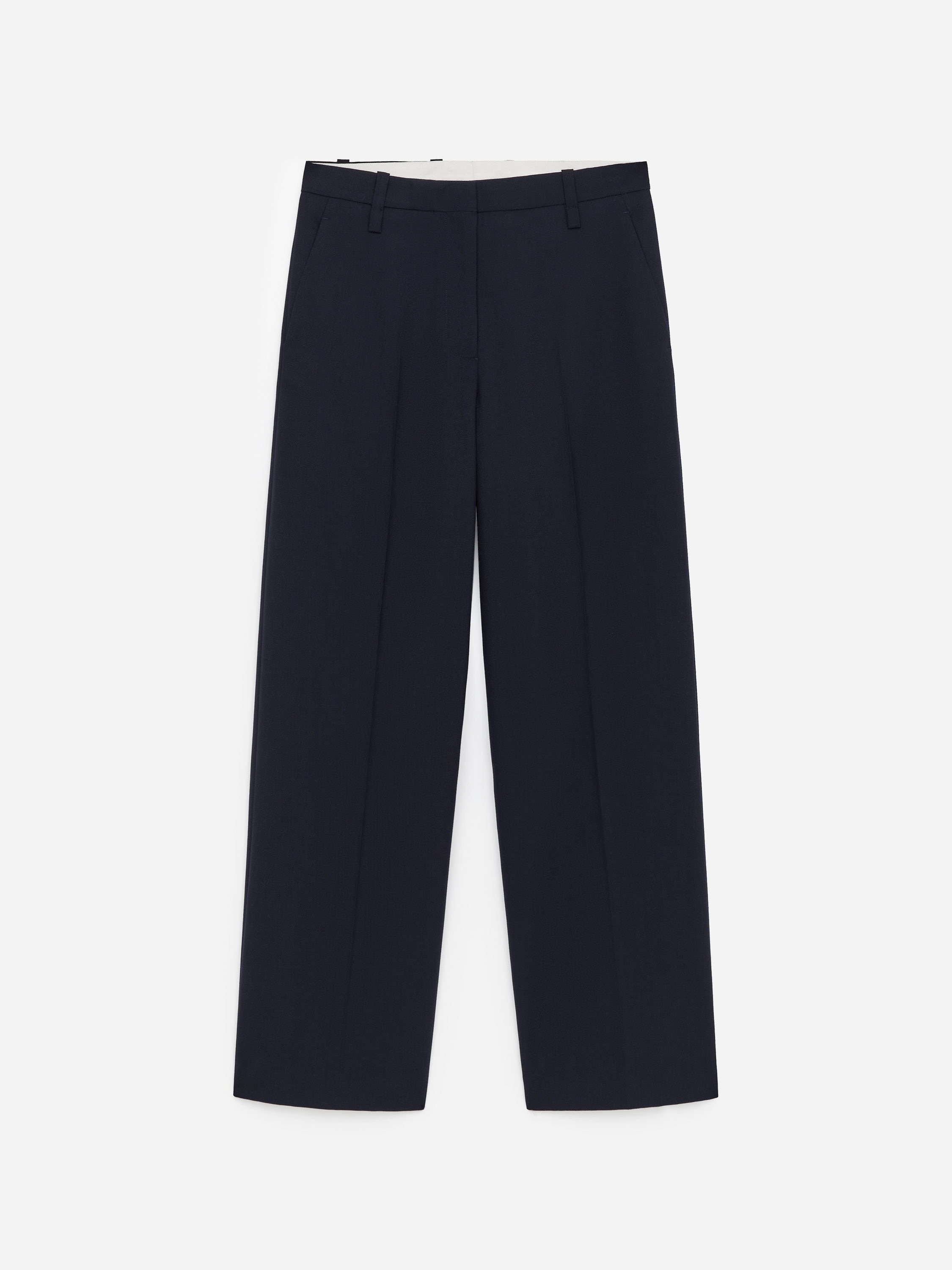 Hopsack Wool Trousers - Dark Blue - Relaxed fit - Women - StillMedia/DescriptiveStillLife - 1