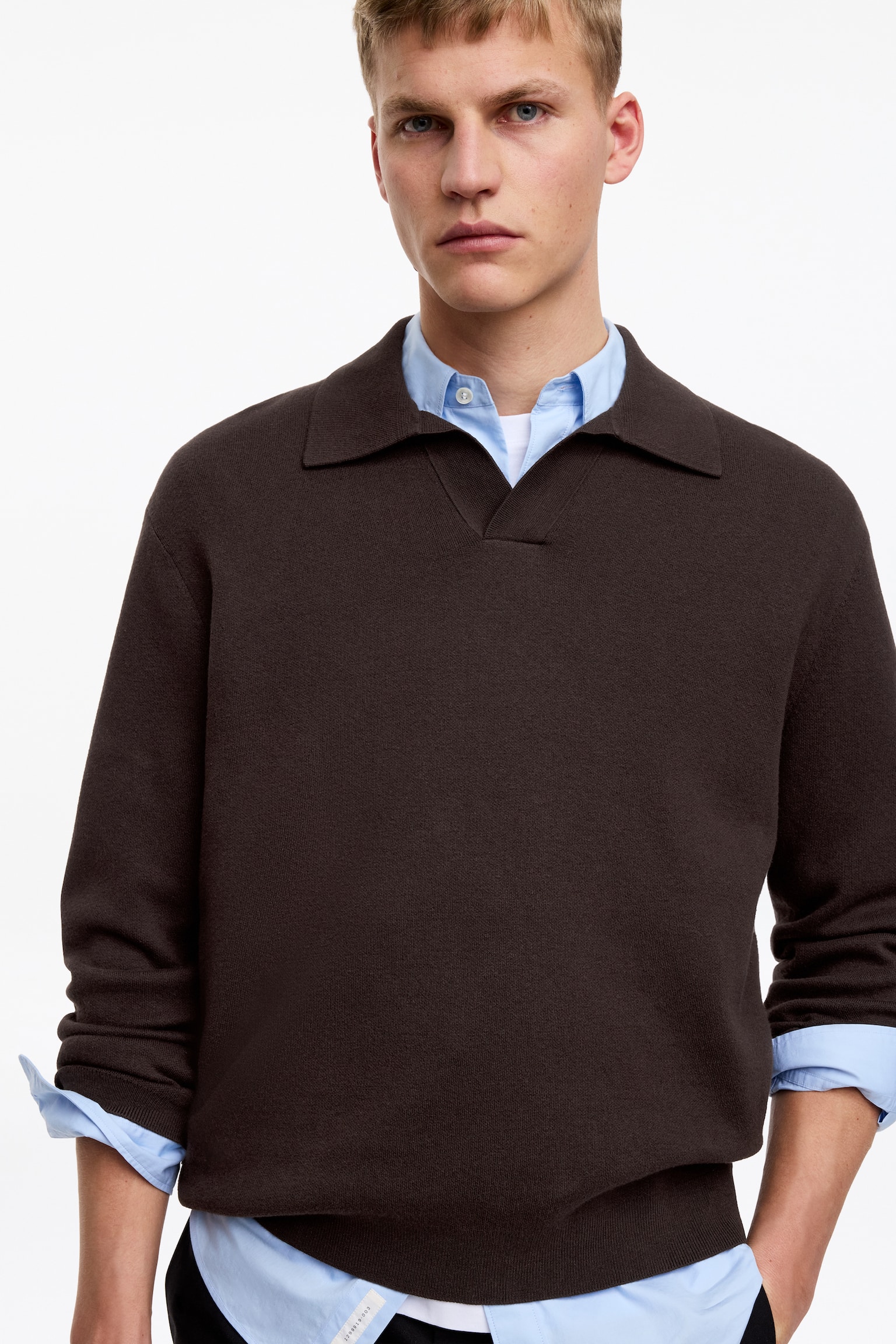 Finstickad polo shirt - Brun/Mörkblå/Khakigrön - 3