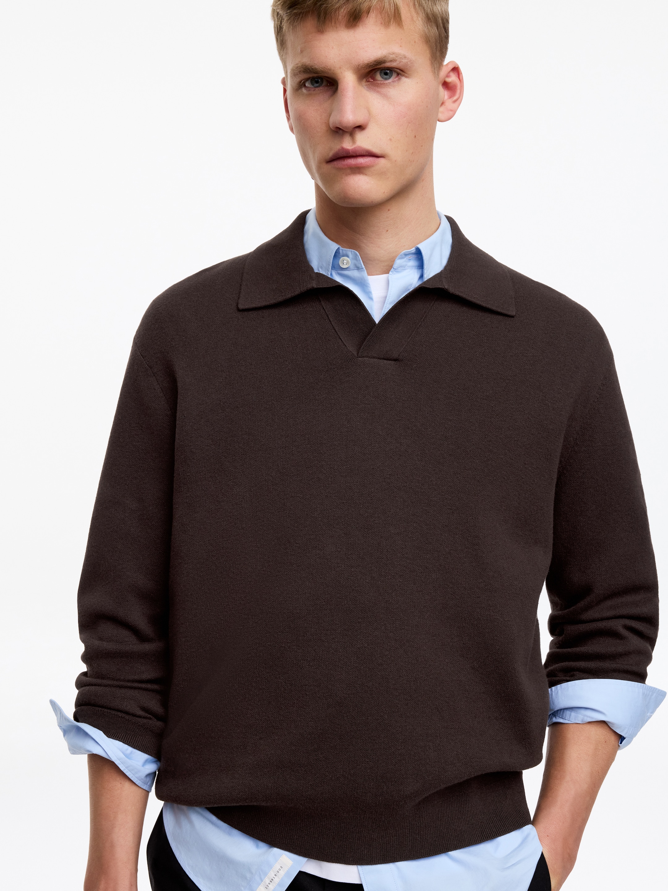 Finstickad polo shirt - Brun - Relaxed fit - Men - StillMedia/Lookbook - 5