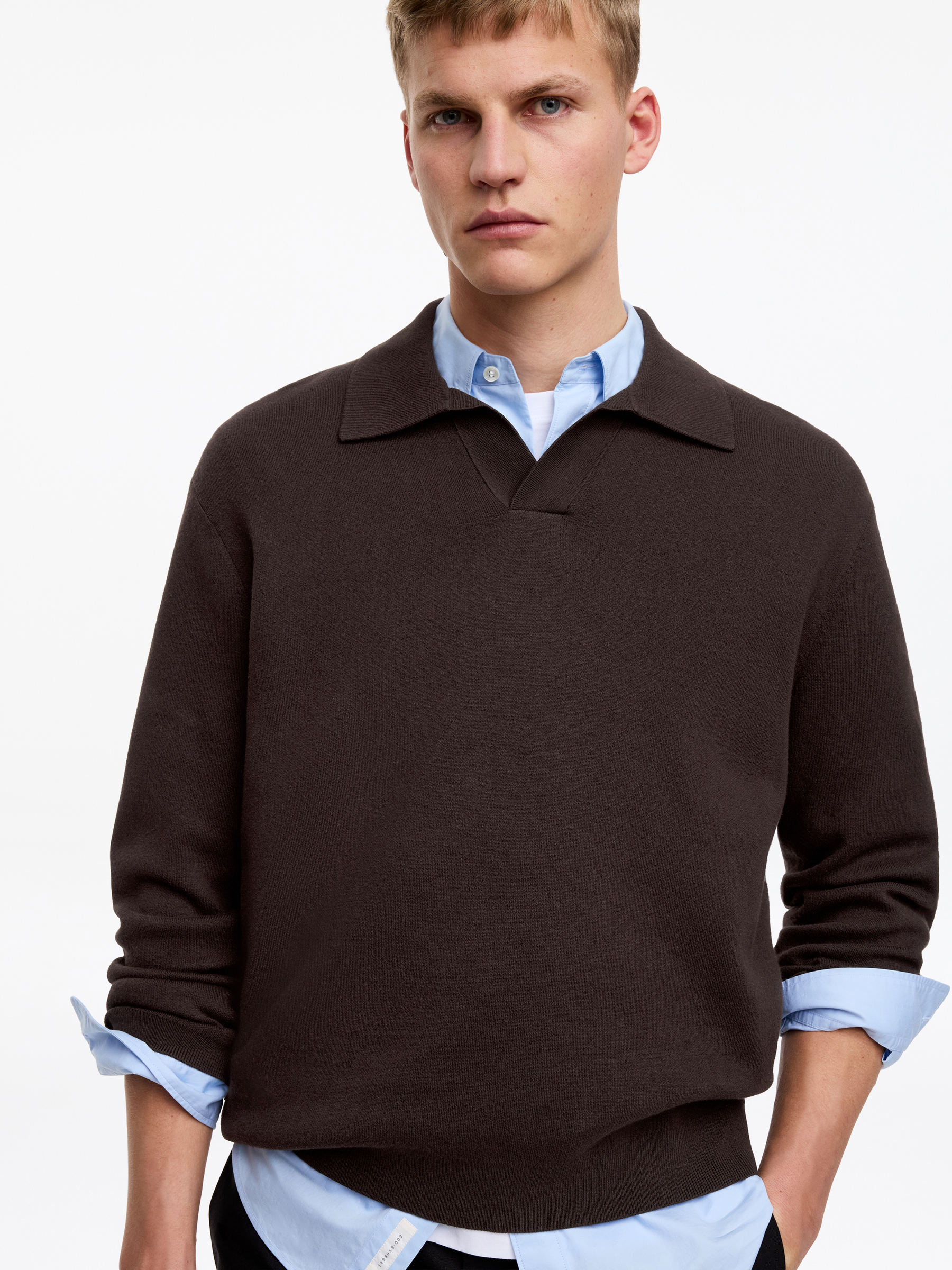 Finstickad polo shirt - Brun - Relaxed fit - Men - StillMedia/Lookbook - 5