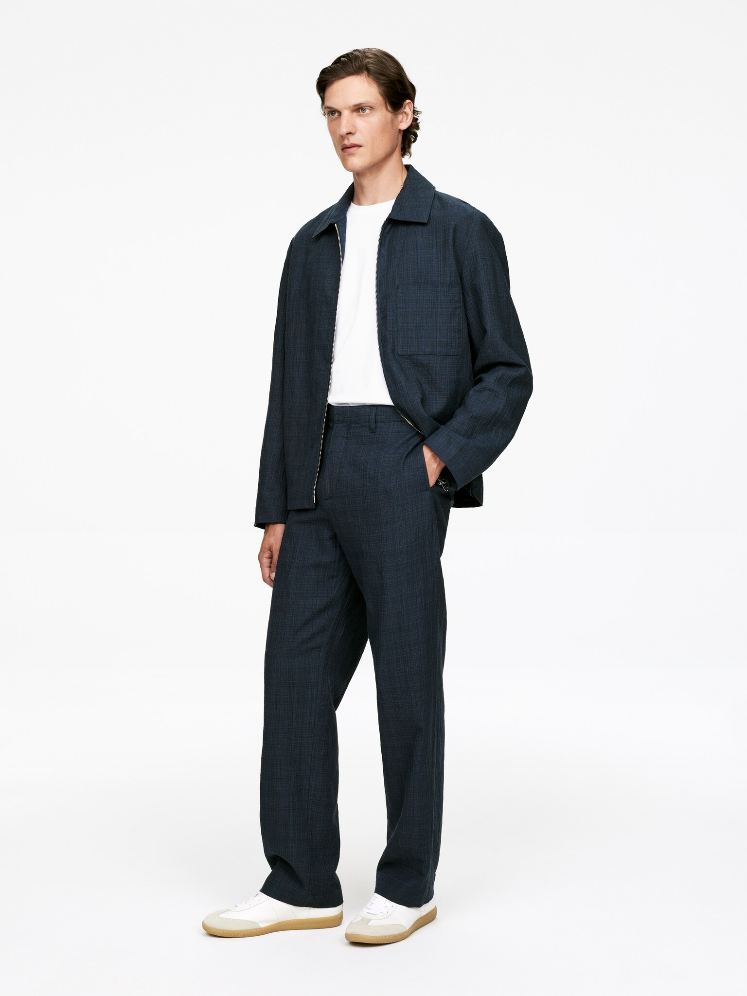 Pantalon en seersucker - Bleu foncé - 4