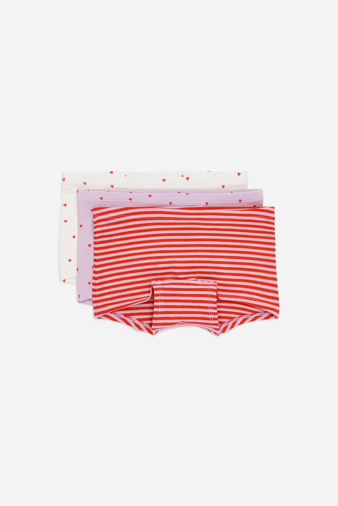 Set van 3 boxershorts van katoenjersey - Wit/rood/lila - 1