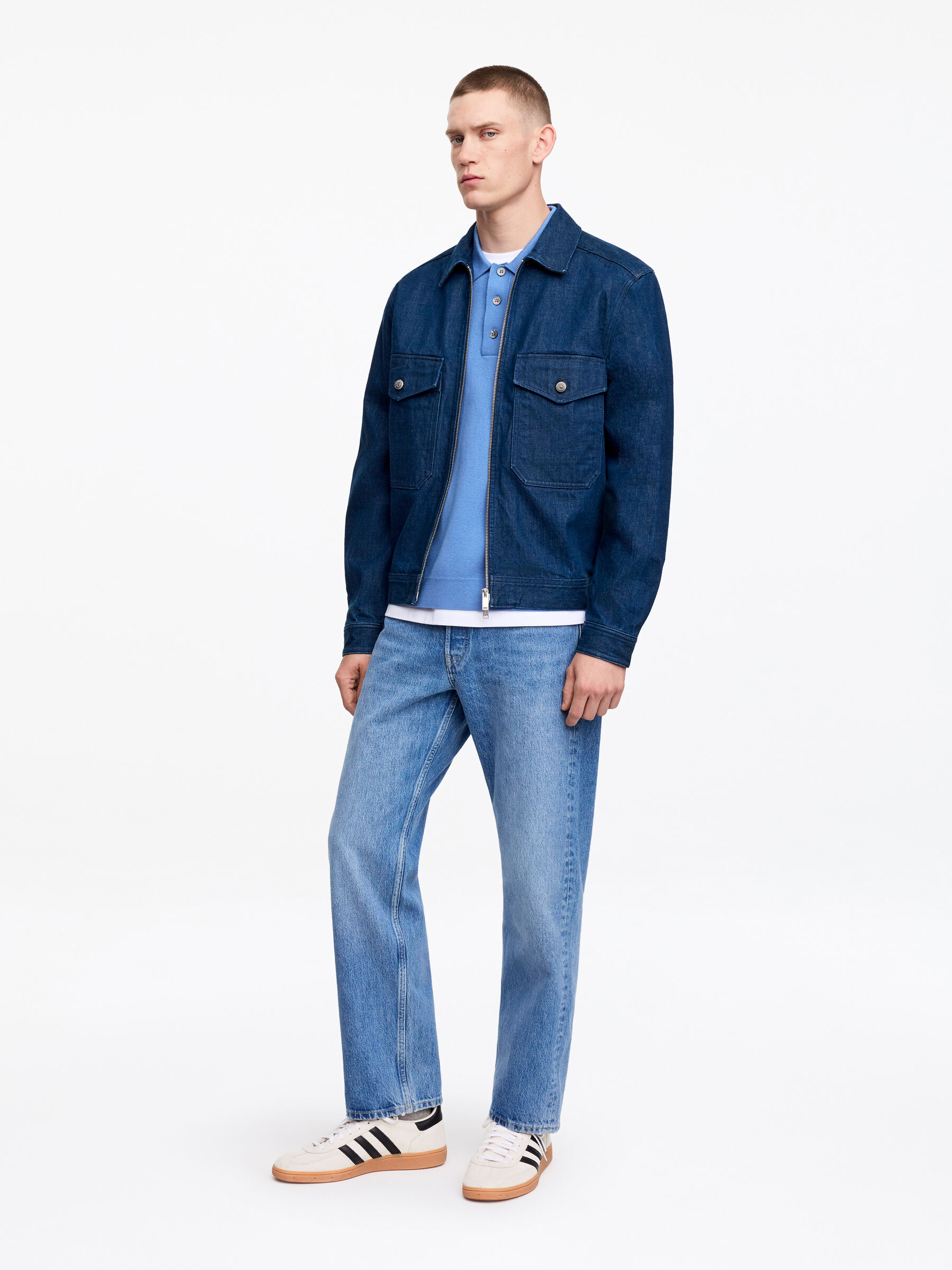 Polo en maille fine - Bleu moyen - Relaxed fit - Homme - StillMedia/Lookbook - 5