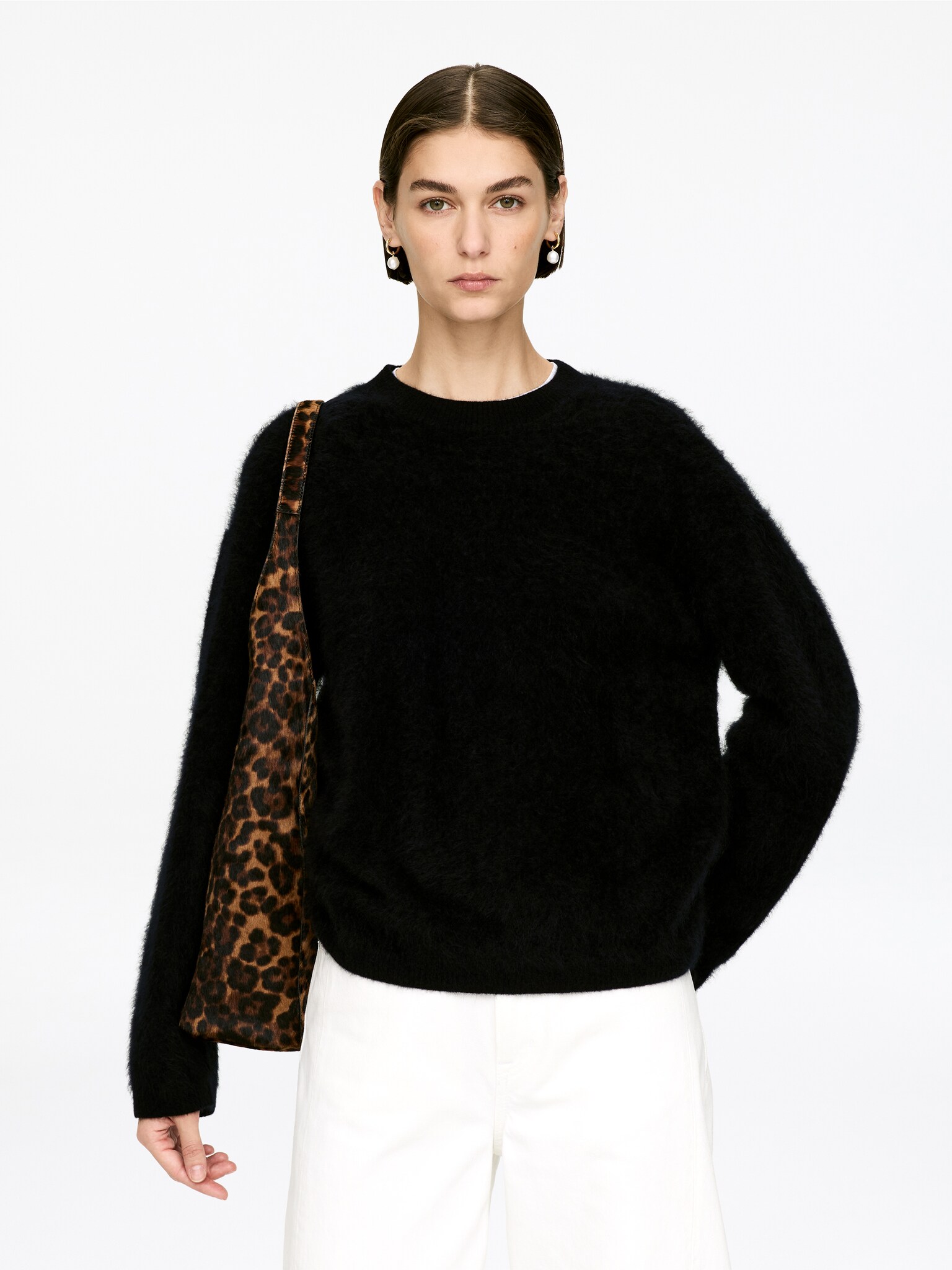 Camisola de caxemira escovada pura​ - Black