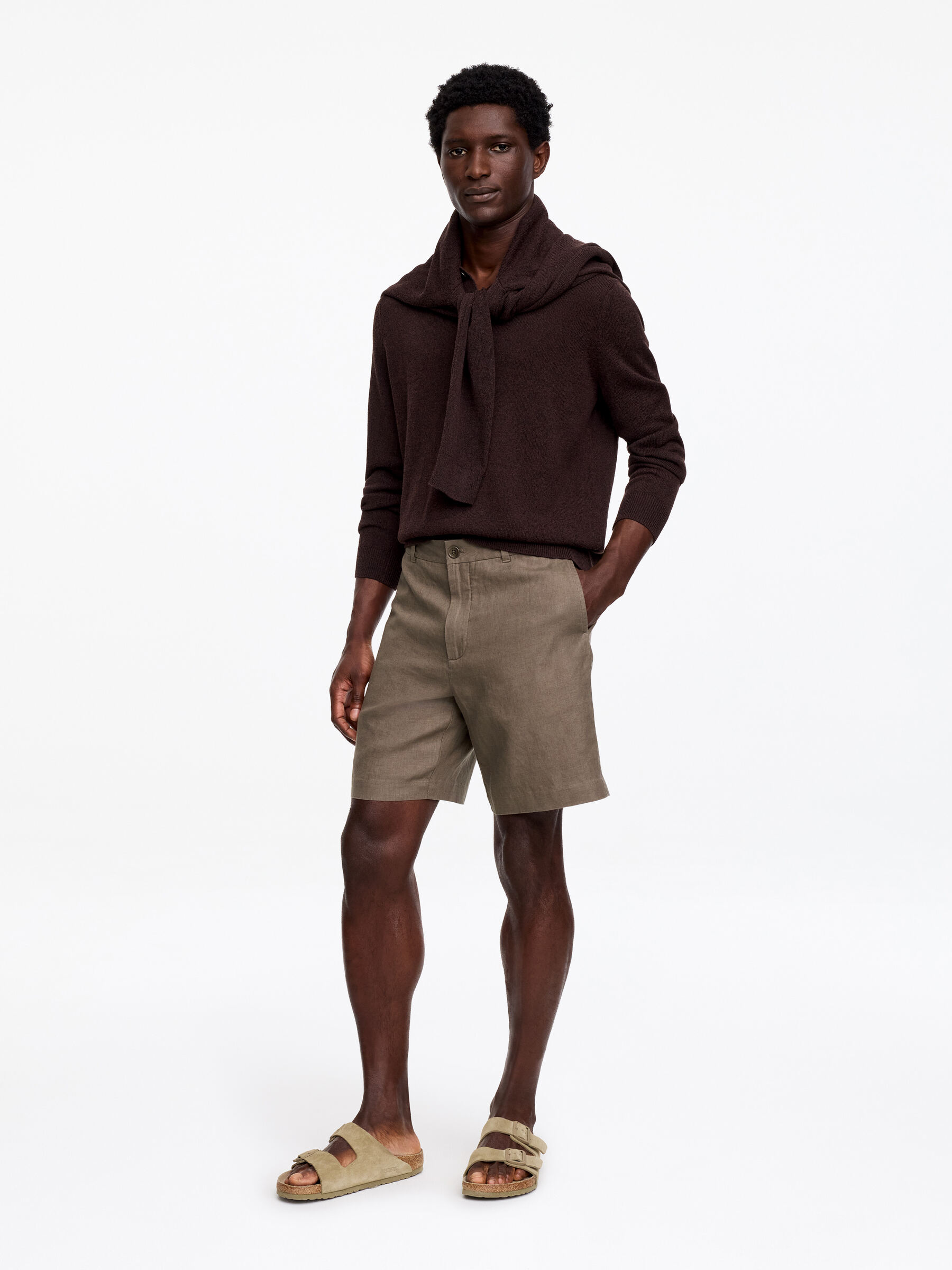 Pantalones cortos de lino - Topo oscuro - Corte estándar - Men - StillMedia/Lookbook - 3