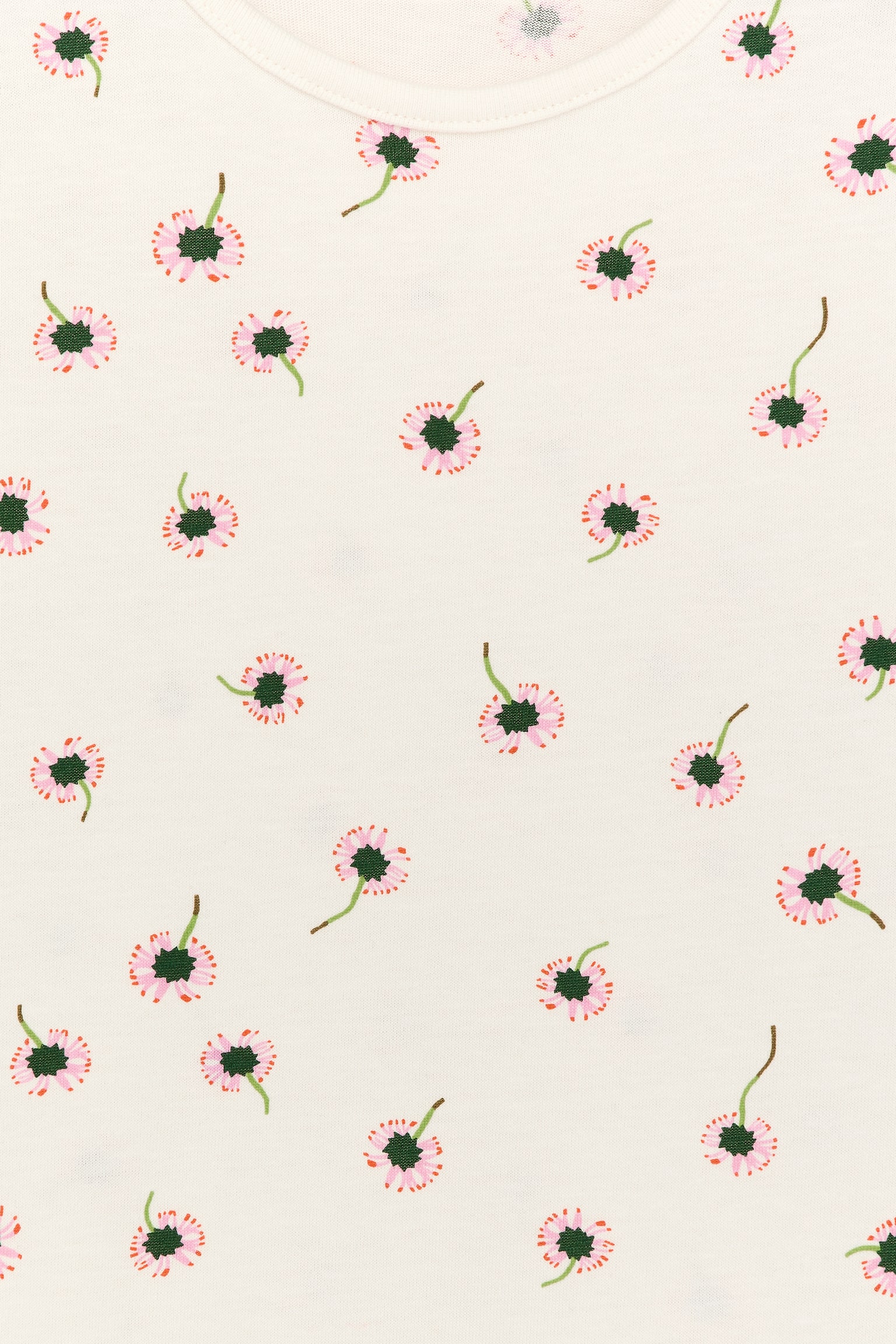 Chemise de nuit en coton - Blanc cassé/Fleurs/Rose/Cœurs rouges - 3