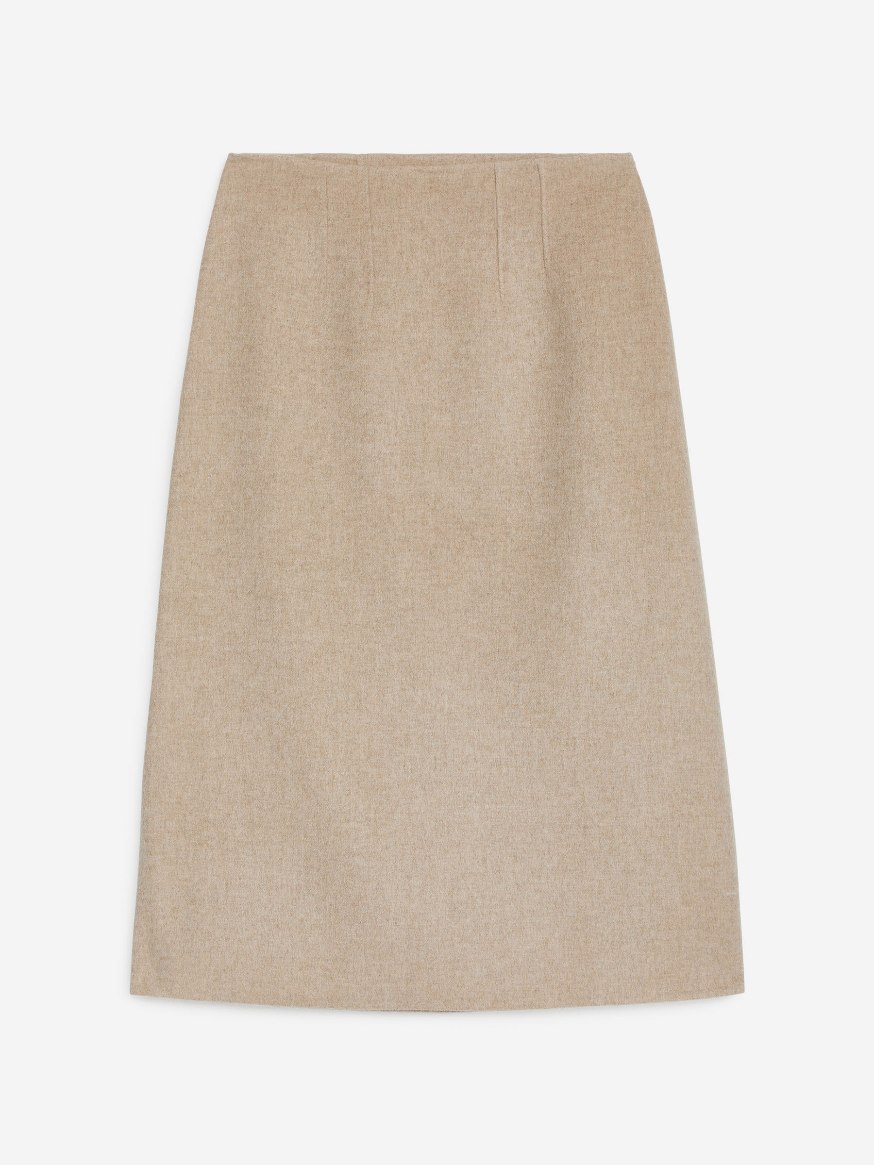 Double-Face Wool-Lyocell Skirt-#B5AFA0-13328