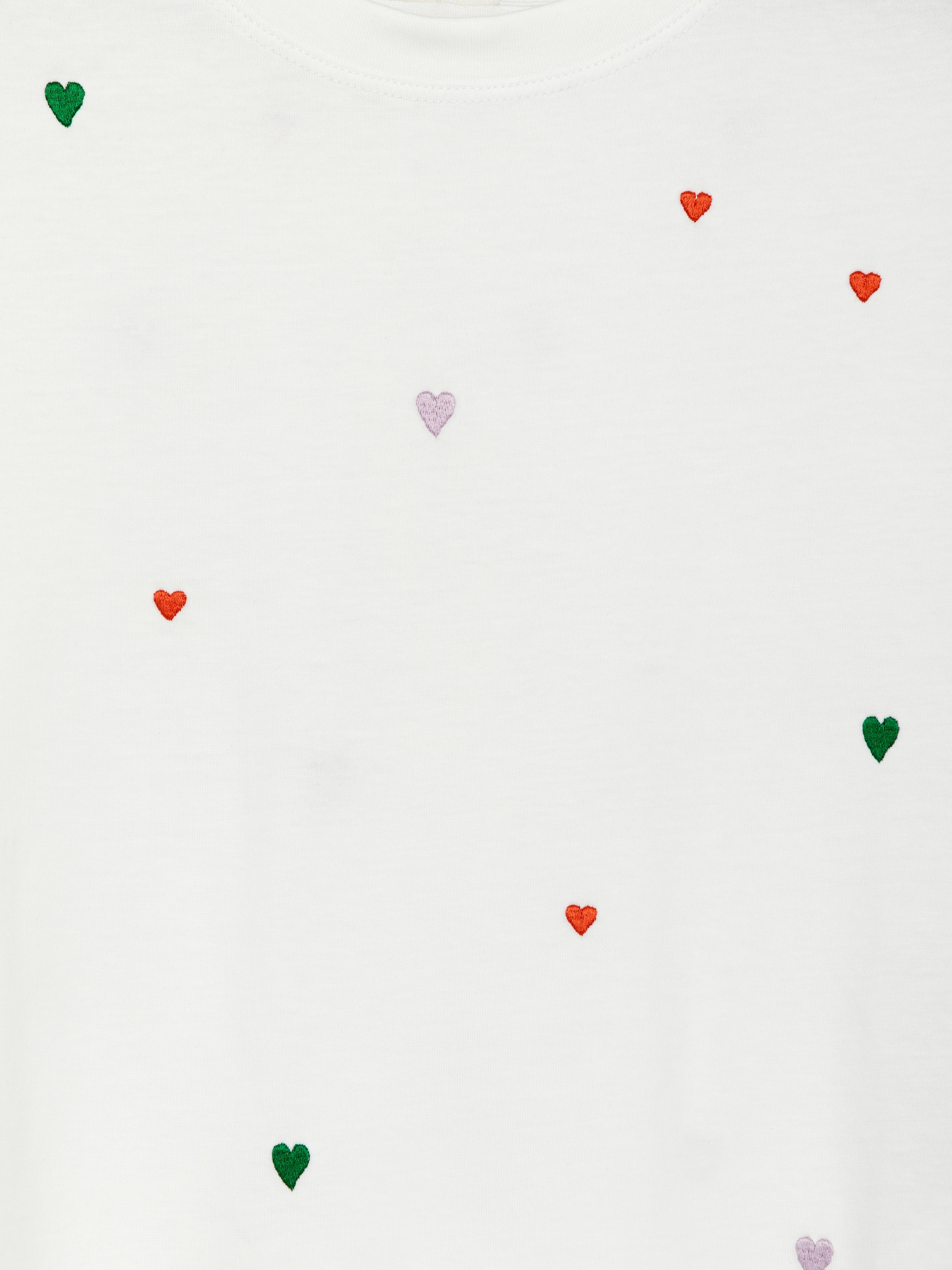 Embroidered T-Shirt - White/Hearts - Regular fit - Children - StillMedia/DescriptiveDetail - 1