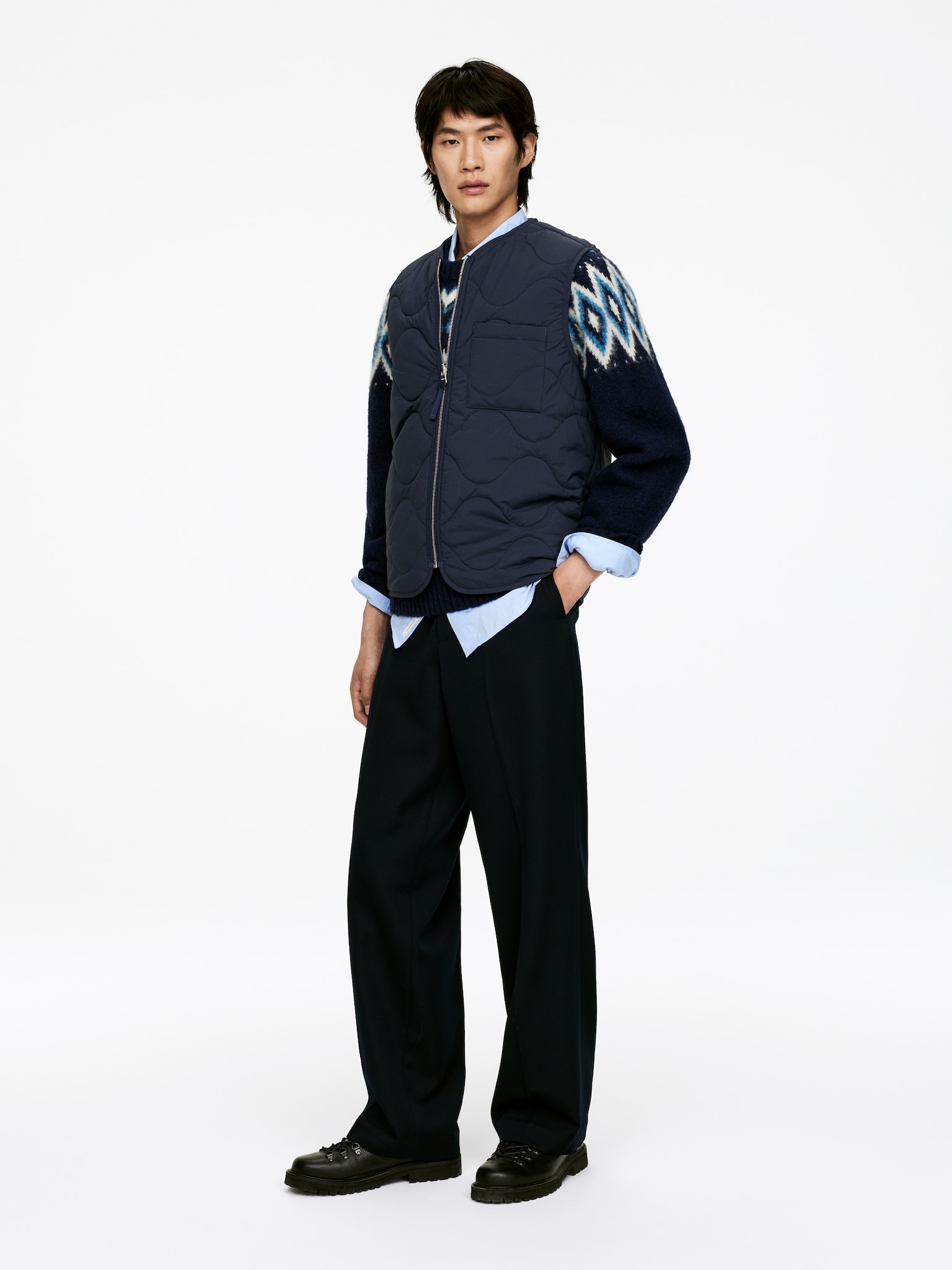 2-in-1 quiltet vest - Mørkeblå/Kakigrøn/Sort/Rødbrun/Blå/Grøn - 3