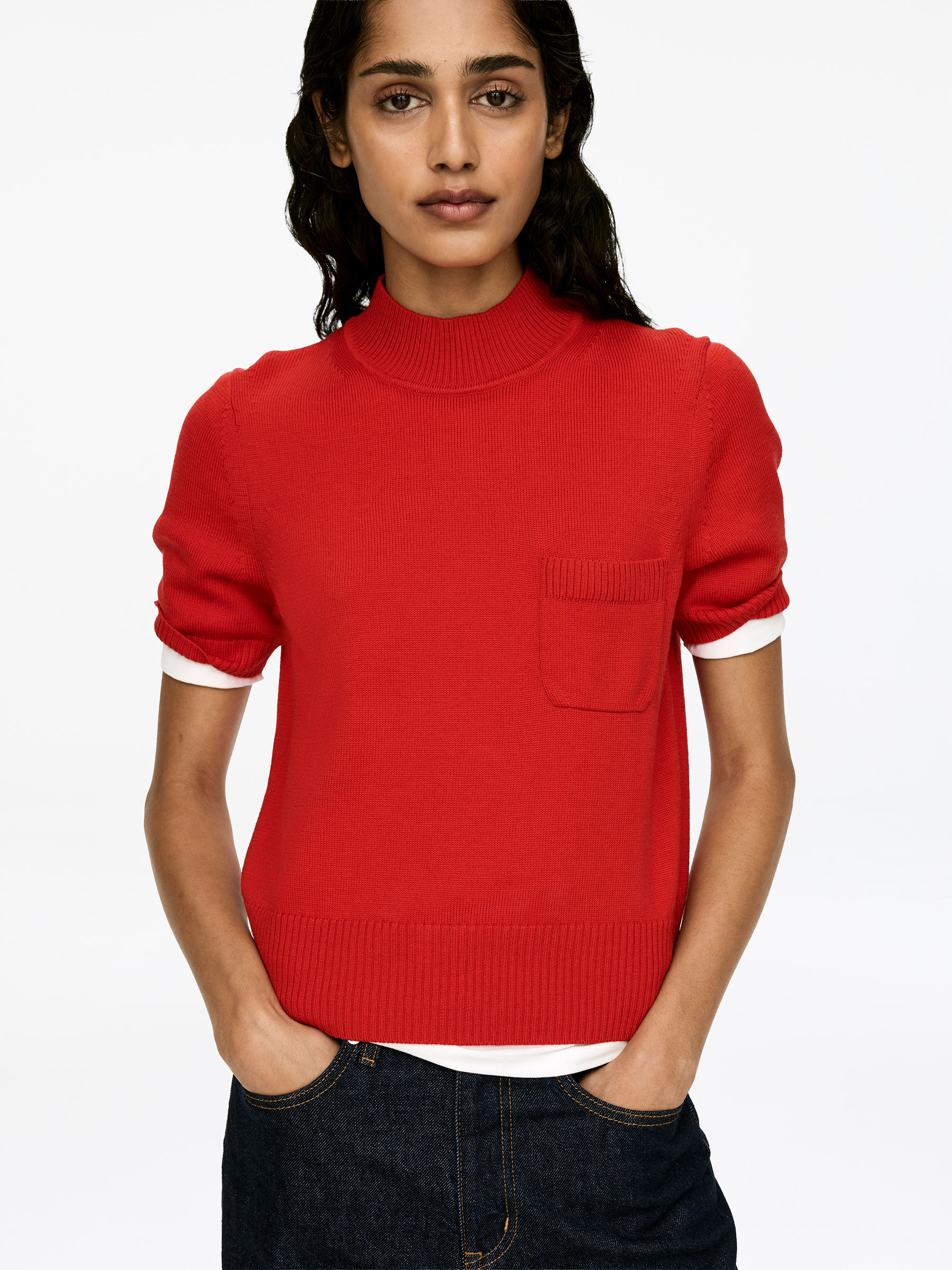 Short-Sleeve Merino Jumper - Red - Regular fit - Women - StillMedia/Lookbook - 4