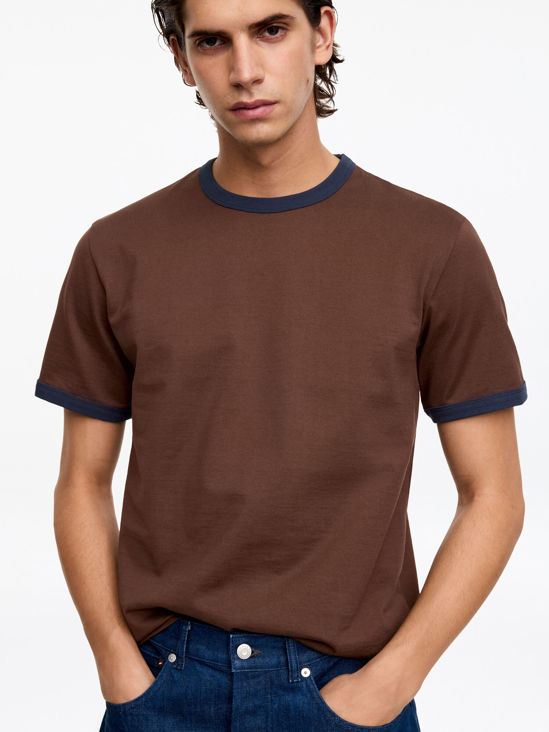 Fitted T-Shirt - Brown/Blue - Regular fit - Men - StillMedia/Lookbook - 4