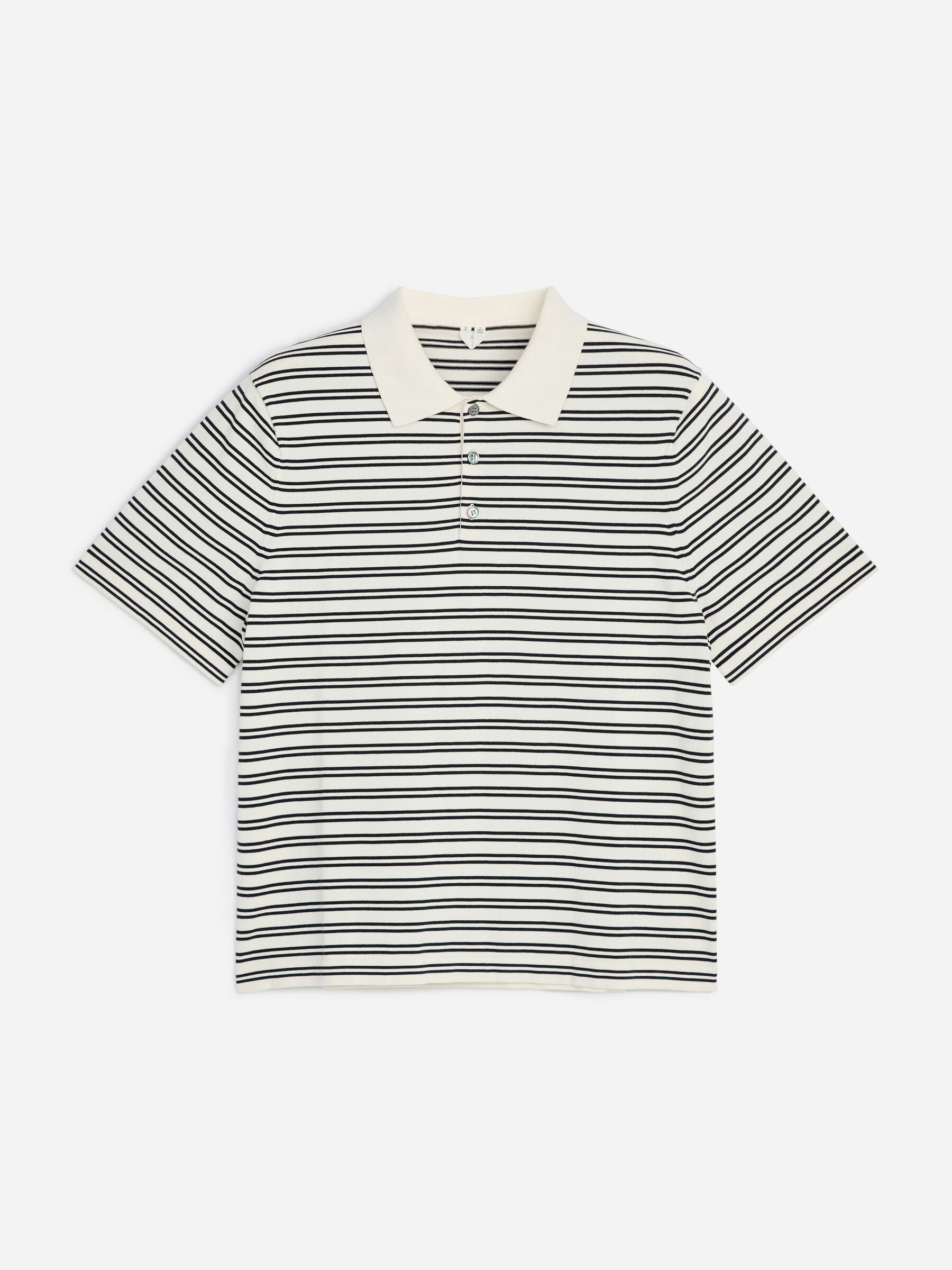 Fine-Knit Polo Shirt - Off White/Striped - Regular fit - Men - StillMedia/DescriptiveStillLife - 1