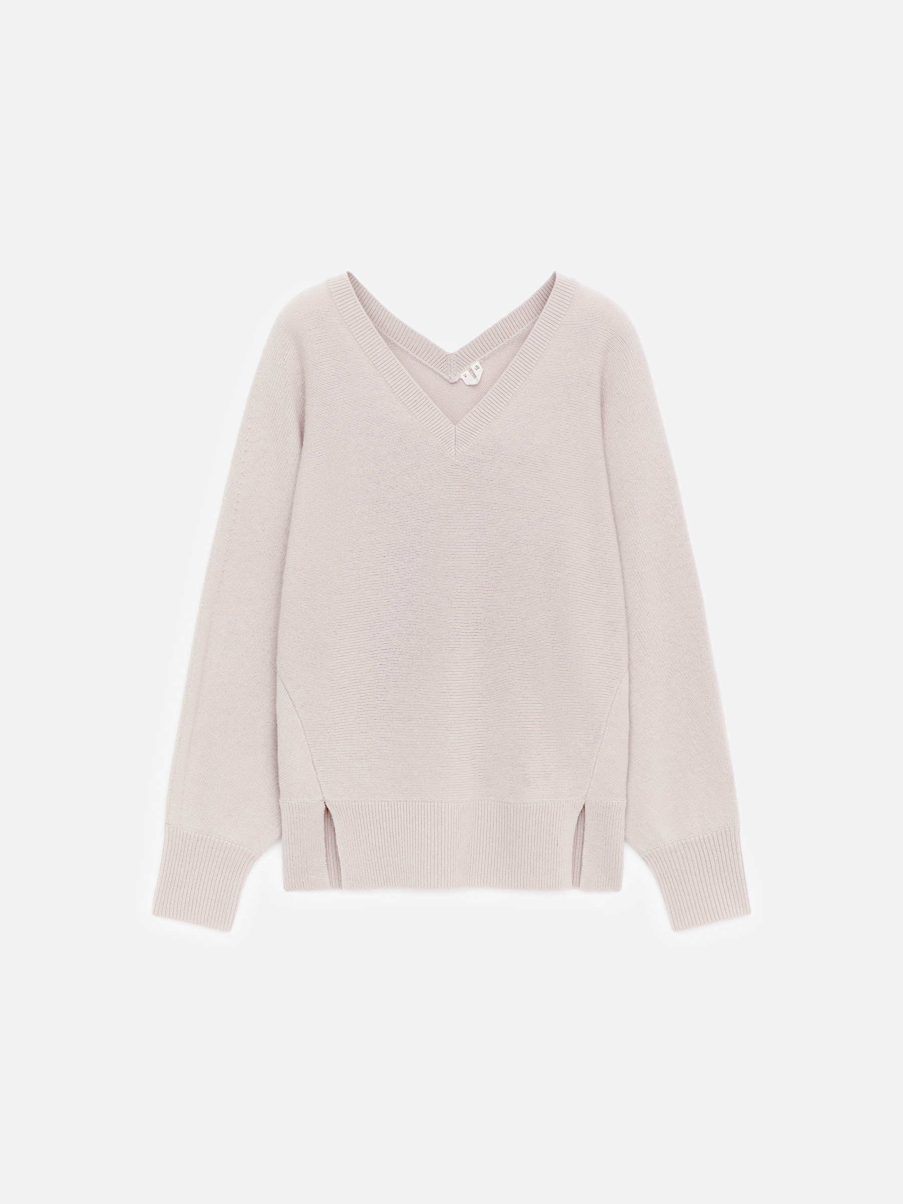 V-ringad tröja i ren kashmir-#CCC9C8-17305