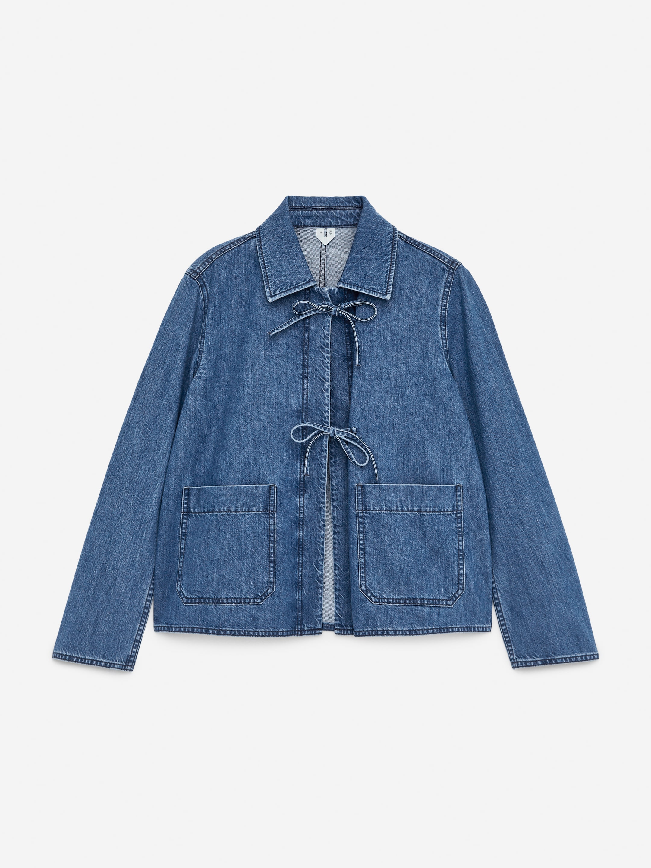 Denim-Overshirt mit Bindedetails-#485577-14419