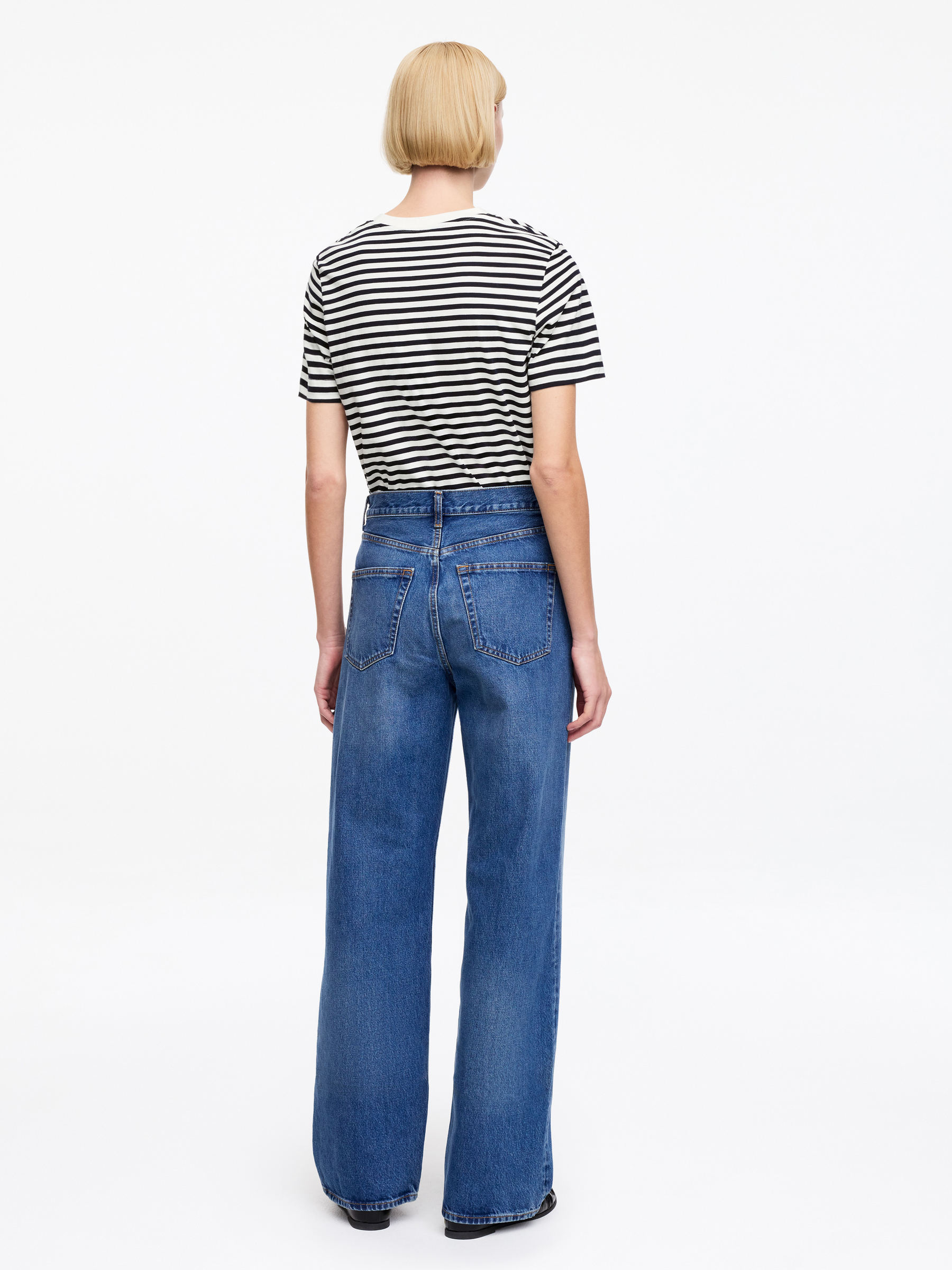 T-shirt signature LILY - Blanc/Bleu foncé - Regular fit - Femme - StillMedia/Lookbook - 16