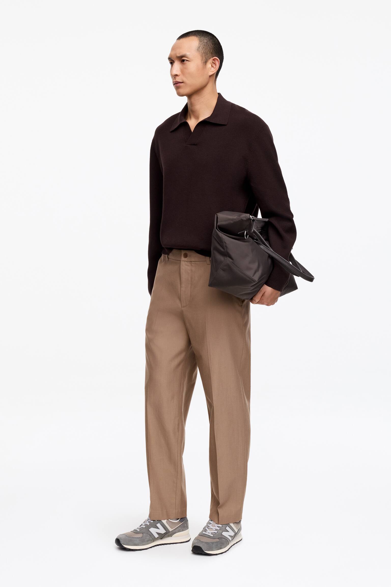 Pantalon en laine mélangée - Marron/Noir - 5