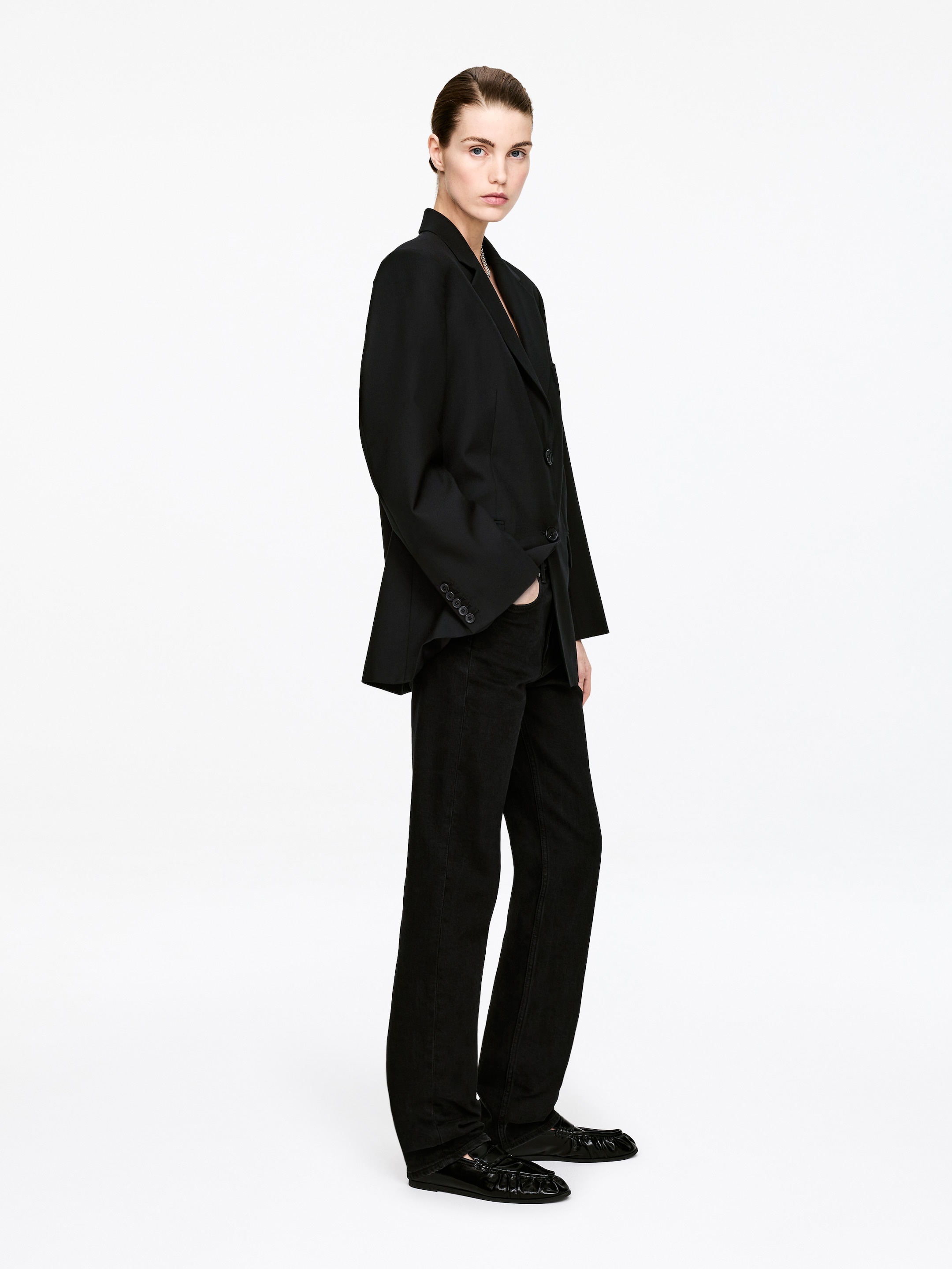 Marynarka z wełnianej juty - Czarny - Obszerny - Women - StillMedia/Lookbook - 3