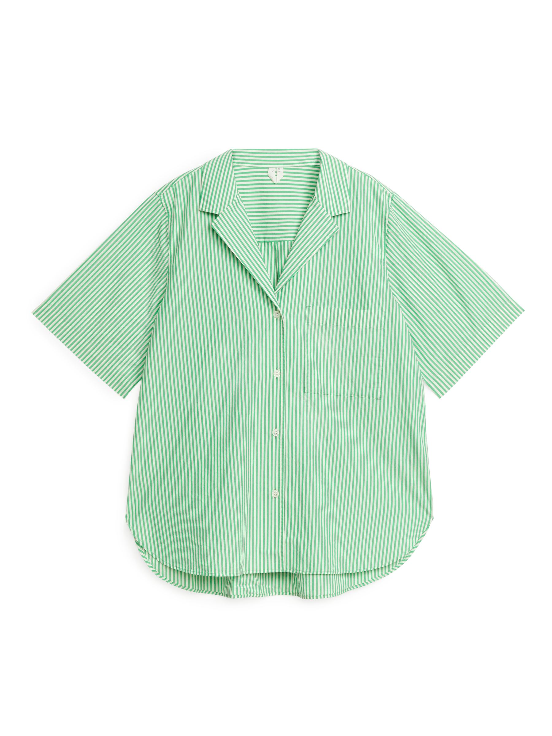 Poplin Resort Shirt - Green/White - Relaxed fit - Women - StillMedia/DescriptiveStillLife - 1
