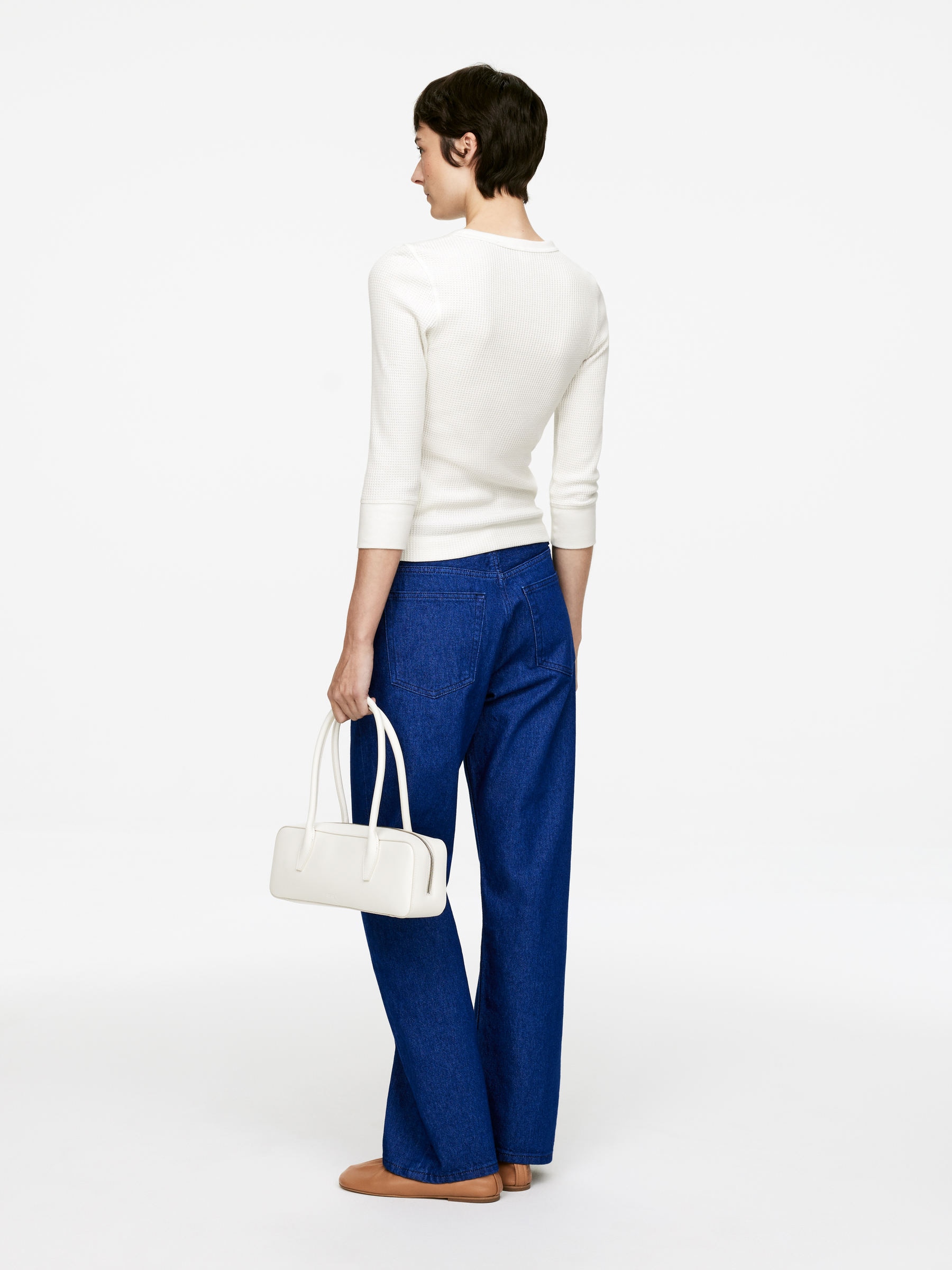 Waffle Jersey Top - Off White - Slim fit - Women - StillMedia/Lookbook - 3