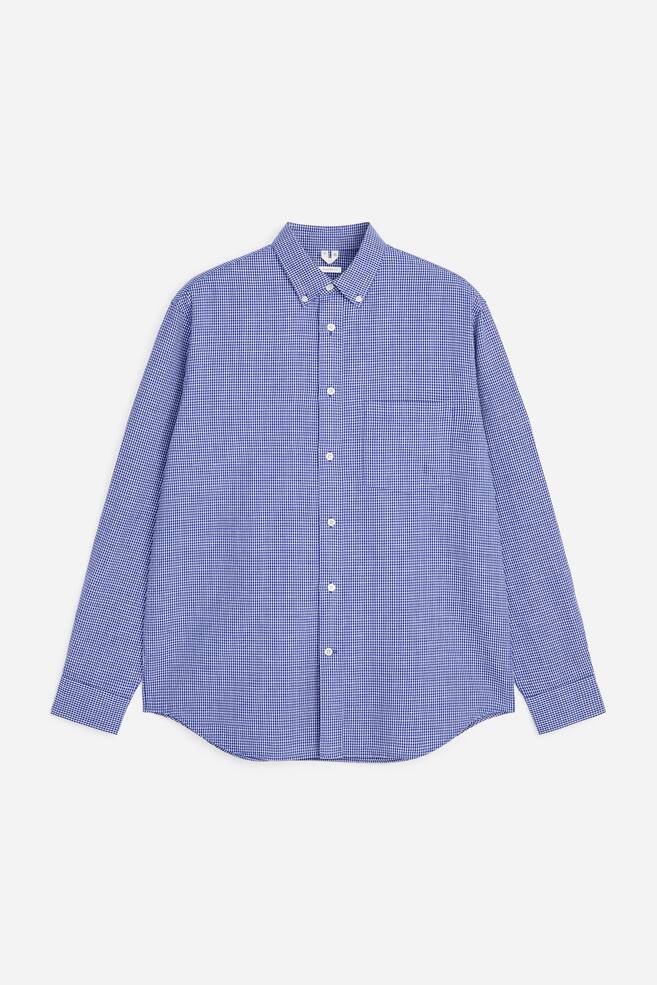 Relaxed Cotton Linen Shirt - Blue/Checkered - 1