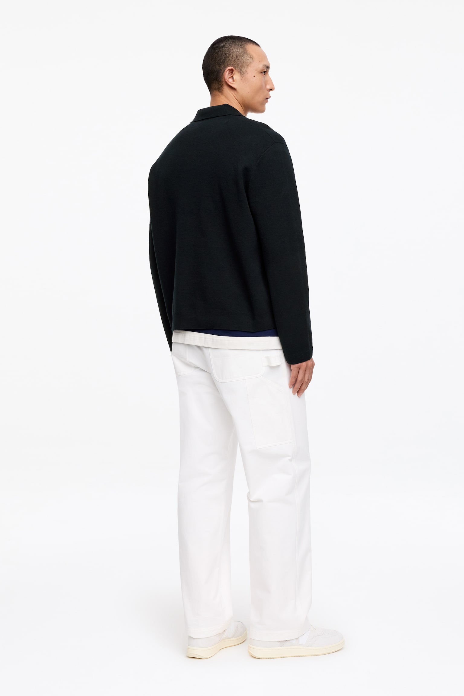 Finstickad polo shirt - Mörkblå/Brun/Khakigrön - 4