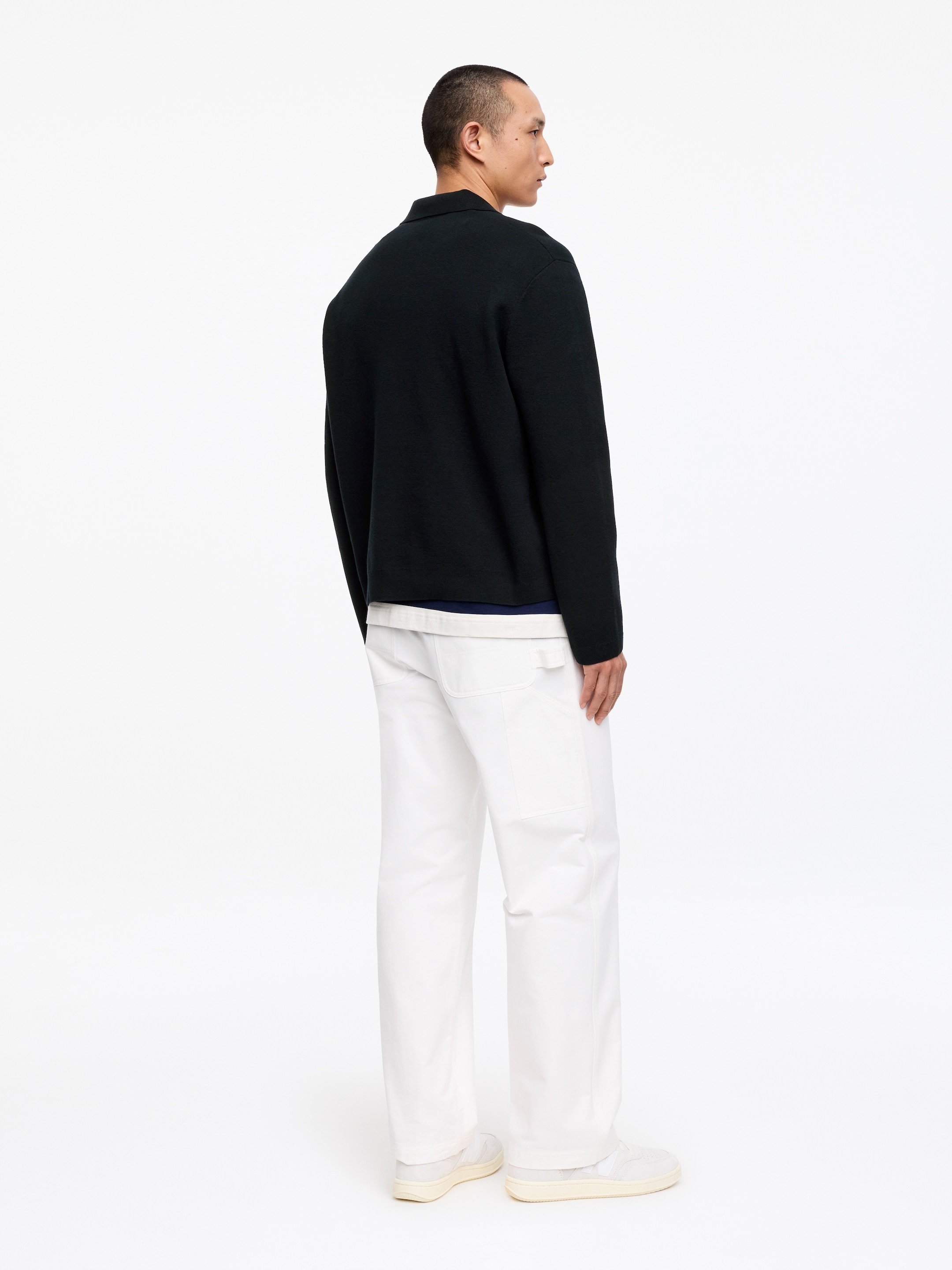 Cotton Silk Blend Polo Shirt - Dark Blue - Relaxed fit - Men - StillMedia/Lookbook - 5