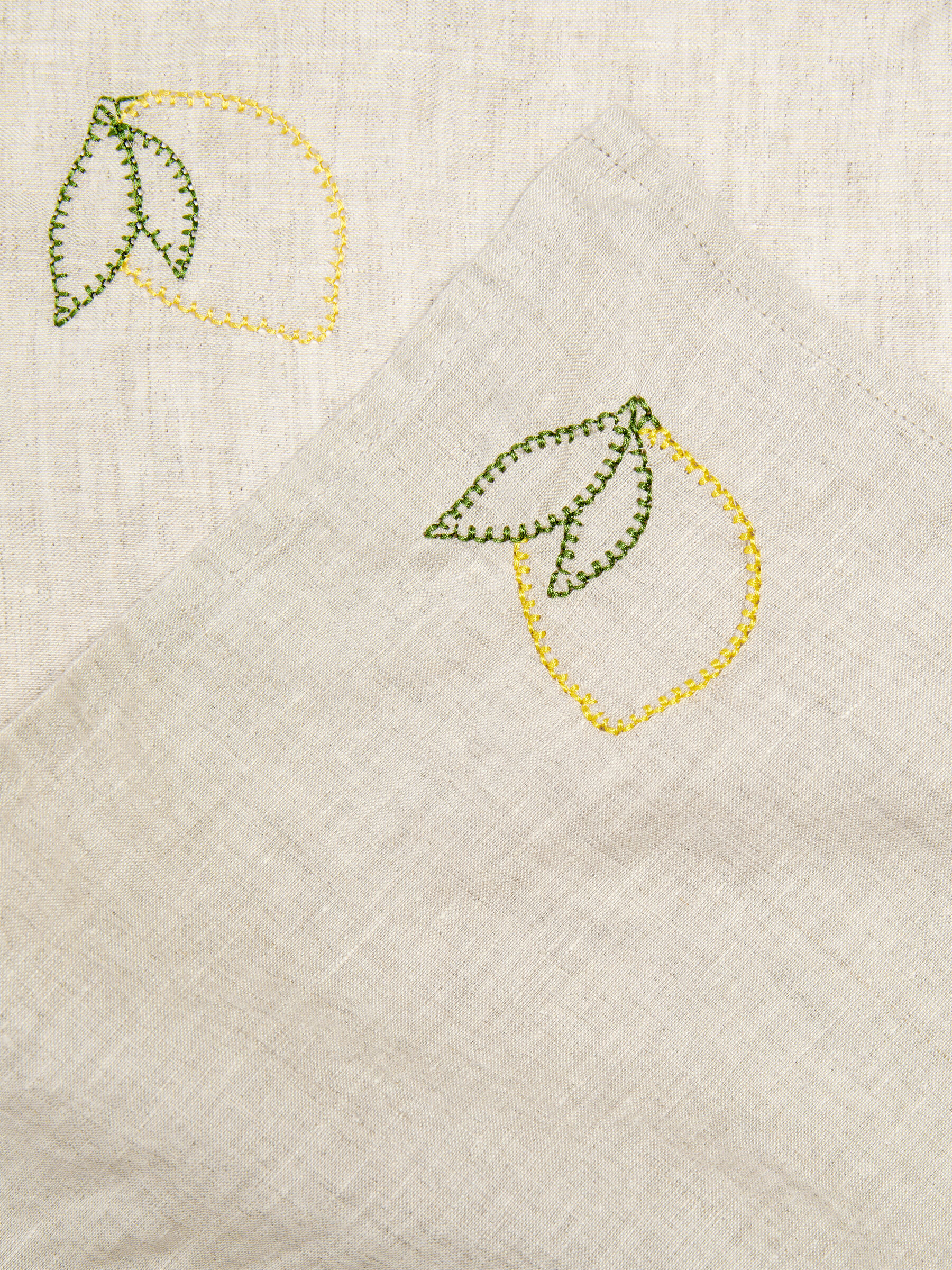Embroidered Linen Napkins Set of 2 - Beige/Lemons - Homeware - StillMedia/DescriptiveDetail - 1