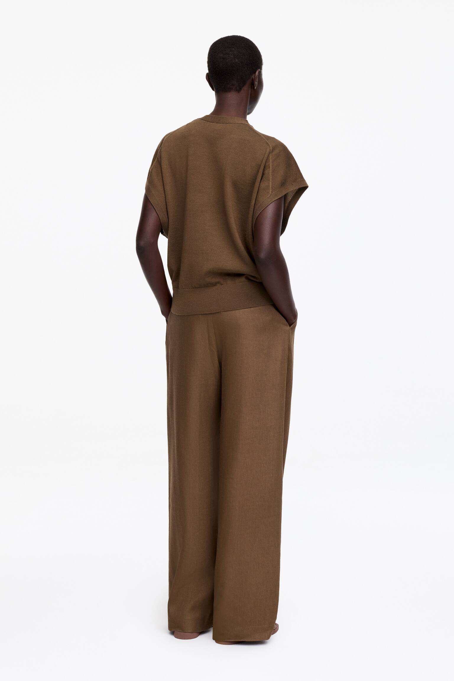 Gilet in lana merino - Marrone/Nero - 6